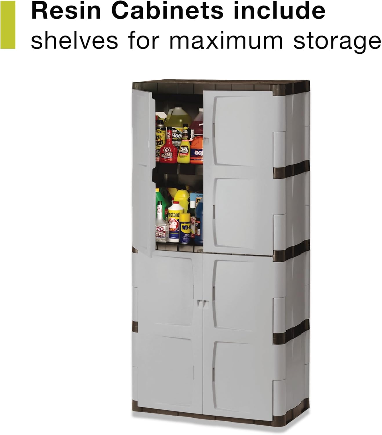 Rubbermaid Freestanding Storage Cabinet - Lockable Five Shelf Design | 690-Pound Capacity in Gray for Garage & Outdoor Use