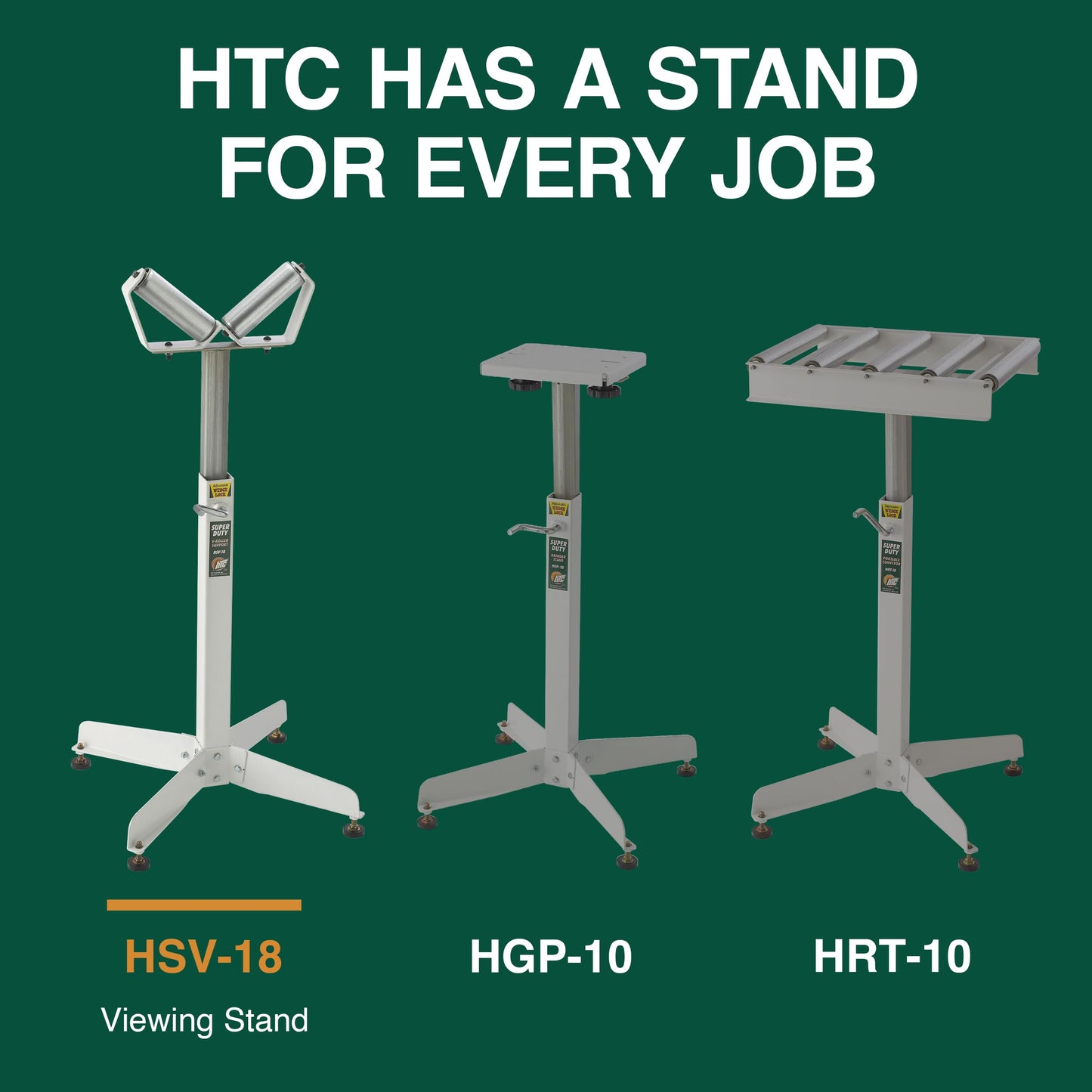 Adjustable V-Shaped Pipe Roller Super Duty Stand HTC HSV-18 with Two 6” V-Shaped Rollers