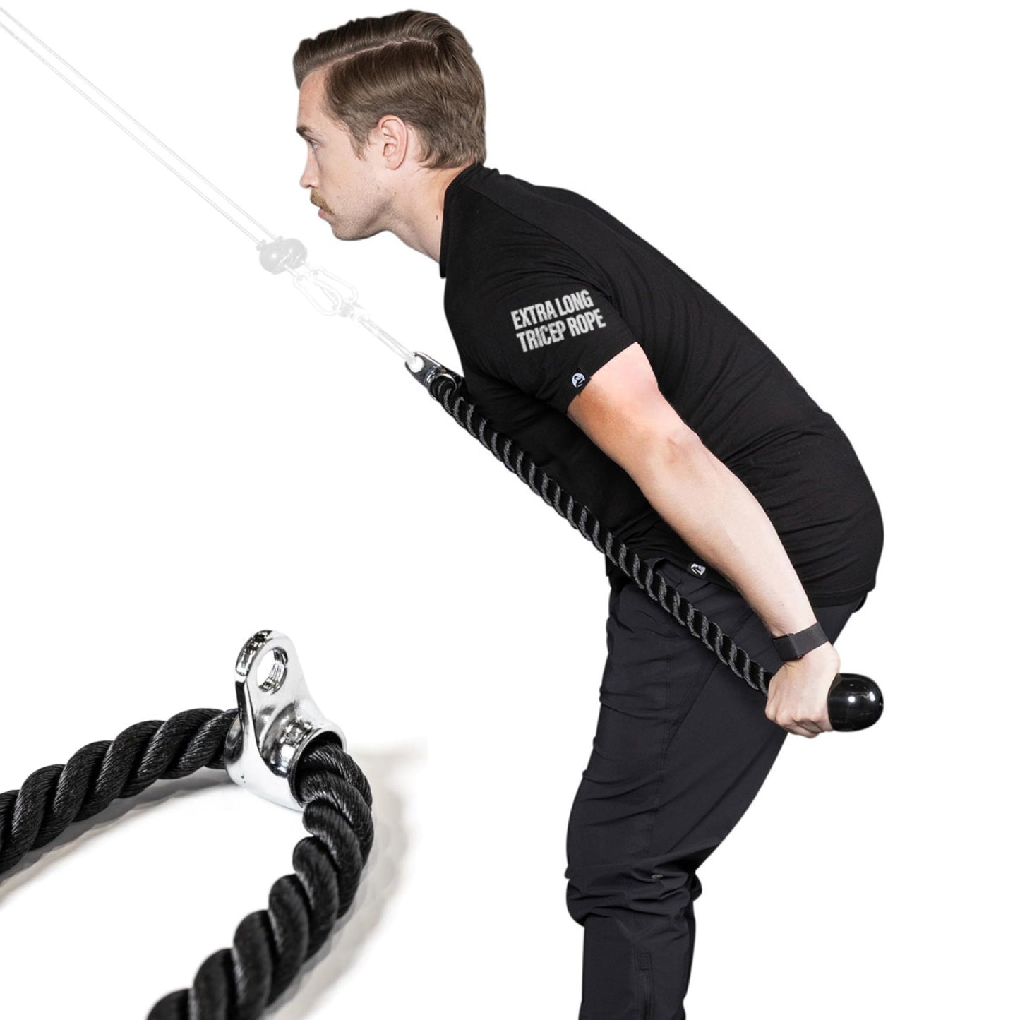 Bells of Steel Extra Long Tricep Rope Cable Attachment | Tricep Rope Attachment for Bicep and Tricep Training | Carabiner Compatible Triceps Rope, 54in Thick Rope Length