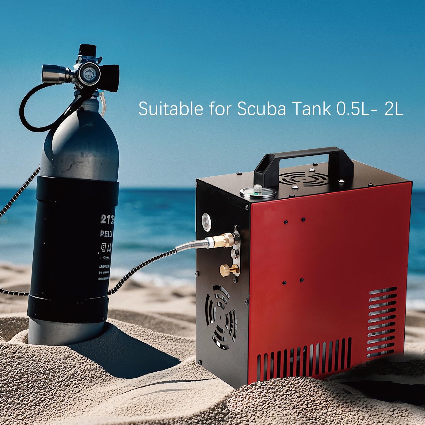 Thunder 4500Psi PCP Air Compressor,Refilling Up to 1.6L,Fast Fill for Airguns or Paintball Tank,Auto Shut Off,Water/Oil Free,Built-in Converter and Cooling Fan,350W Portable Pcp Pump