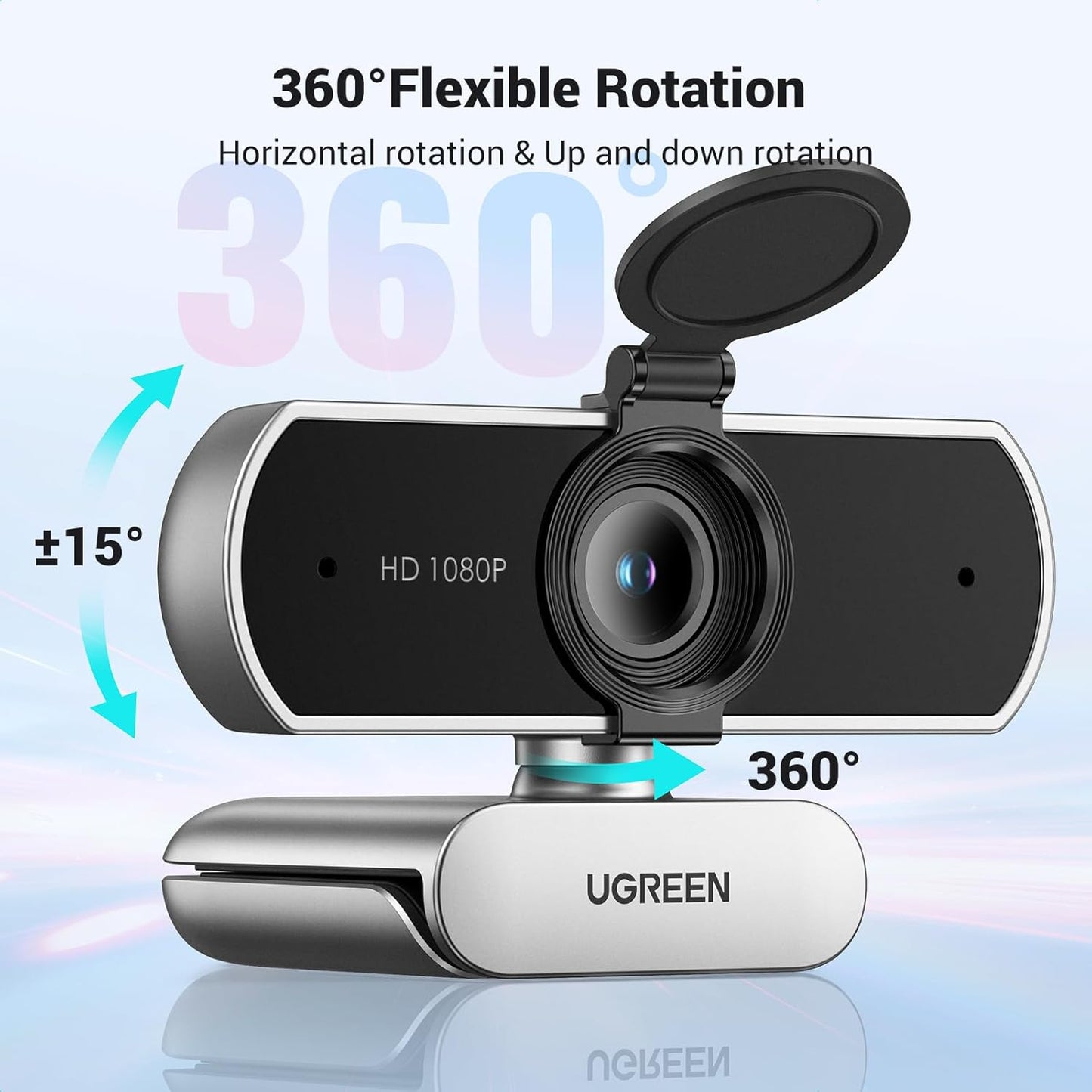 UGREEN 1080P 2 85 2, Full HD Webcam with Microphone, Noise-Canceling Mics, Fov & Fixed Focus, Plug and Play, Auto Light