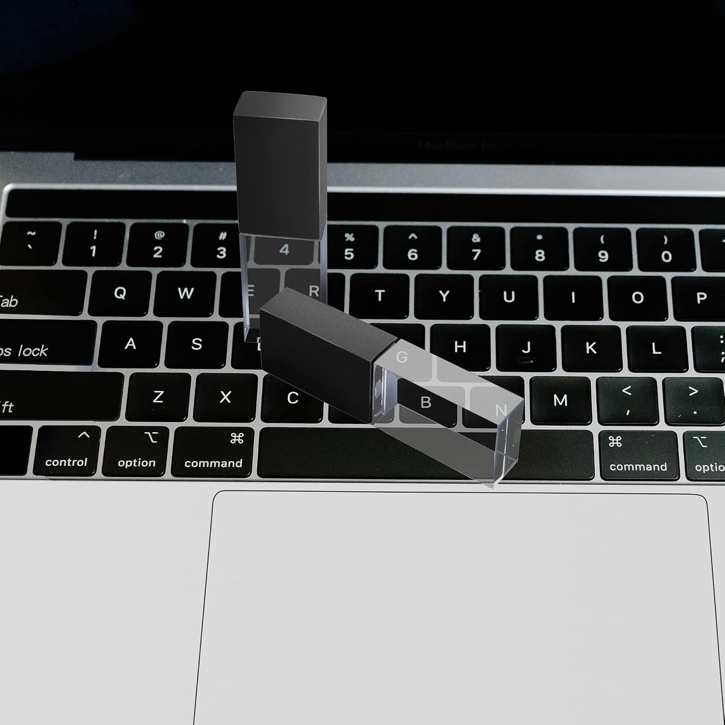 SHARE SUNSHINE 64GB Flash Drive Crystal Transparent Rectangle Genuine Glass LED Light Waterproof USB Clear Thumb Stick