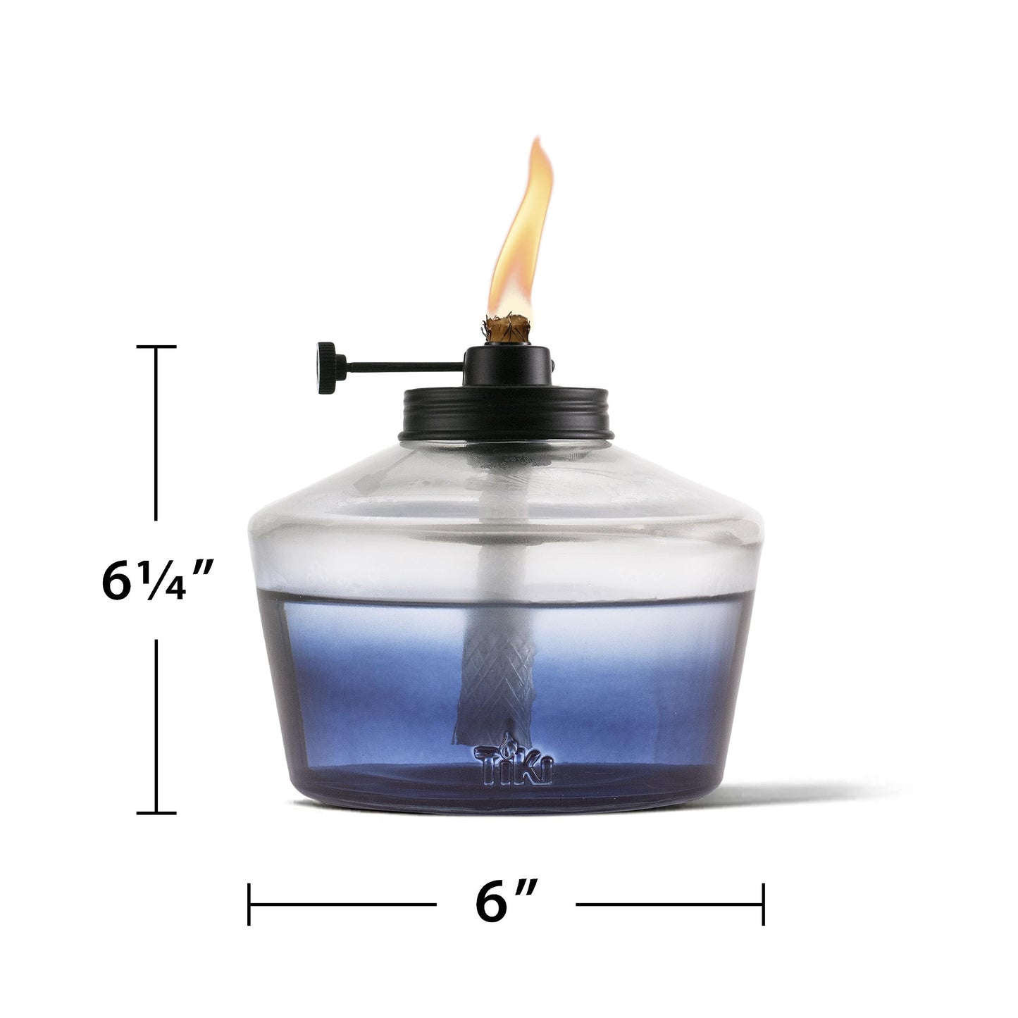 TIKI 6.25" Adjustable Flame Penta Glass Votive Tabletop Torch – Watercolor Blue Outdoor Lighting for Patio & Garden