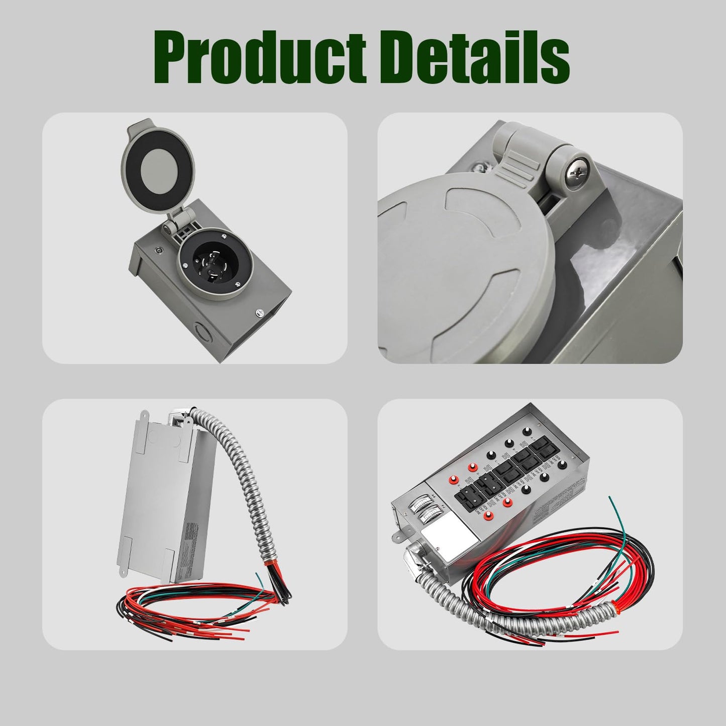 31410CRK 30 Amp 10-Circuit Generator Transfer Switch Kit 7500 Watts Replacement for Pro/Tran Include Weatherproof Inlet Box,18 Feet Hose,watt Meters,for Residential & Commercial Use 120V
