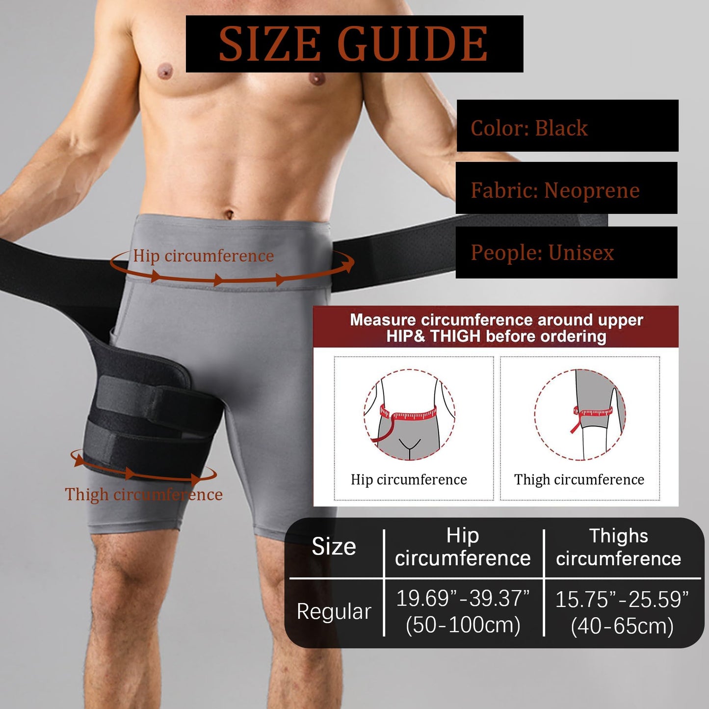 BingboPro Hip Brace for Sciatica Pain Relief, Adjustable Thigh Compression Sleeve for Women Men, Groin Brace Wrap, Hamstring Compression Hip Support For Thigh Injury, Pulled Groin Muscles,Pain Relief