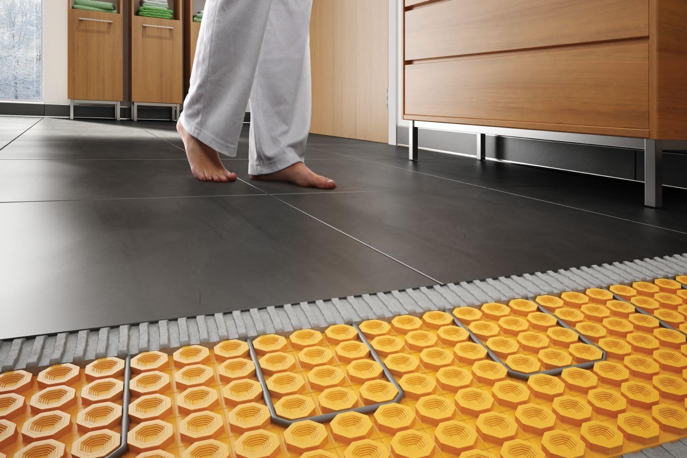 Schluter Ditra-Heat-E-HK Electric Floor Heating Cable Kit with Temperature Sensors - Ideal for Interior Tile Floors - Minimal EMF, Twisted Pair Cables, 240V, 211.6 Feet - DHEHK24064