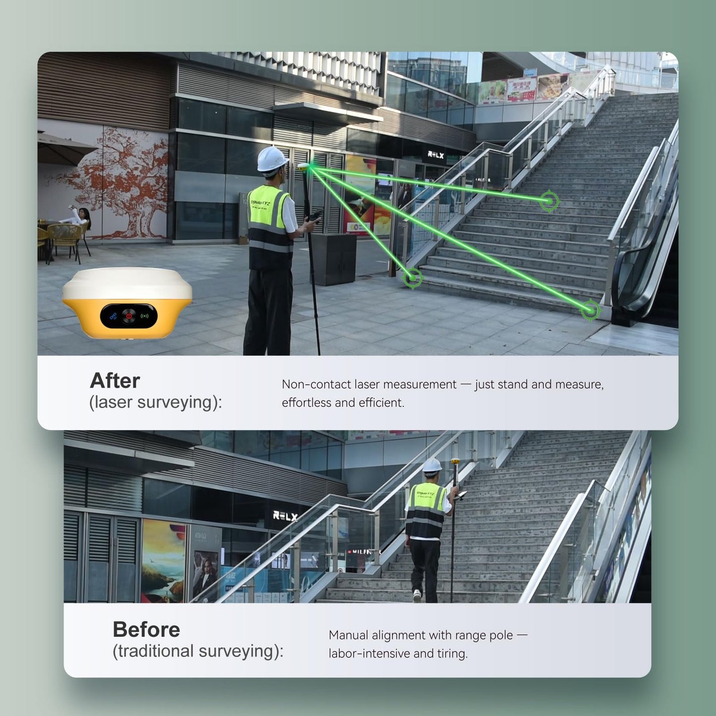 L1-Laser GNSS RTK Surveying Equipment with IMU Rover & Base, GNSS Receiver | Handheld Collector with Software & AR Stakeout | 2cm Accuracy, 15km UHF, 120° Tilt Survey, Supports PPP/PPK/RTK/NTRIP/Radio