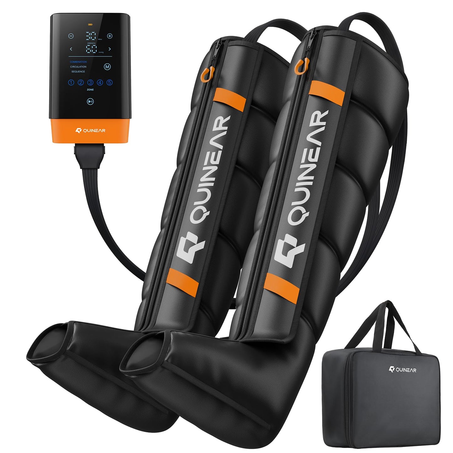 QUINEAR Cordless Leg Recovery System with 5-Zone Air Compression, Leg Massager for Circulation with 11 Levels & 3 Modes, Compression Boots for Athletes, Officer, Elderly(Medium)