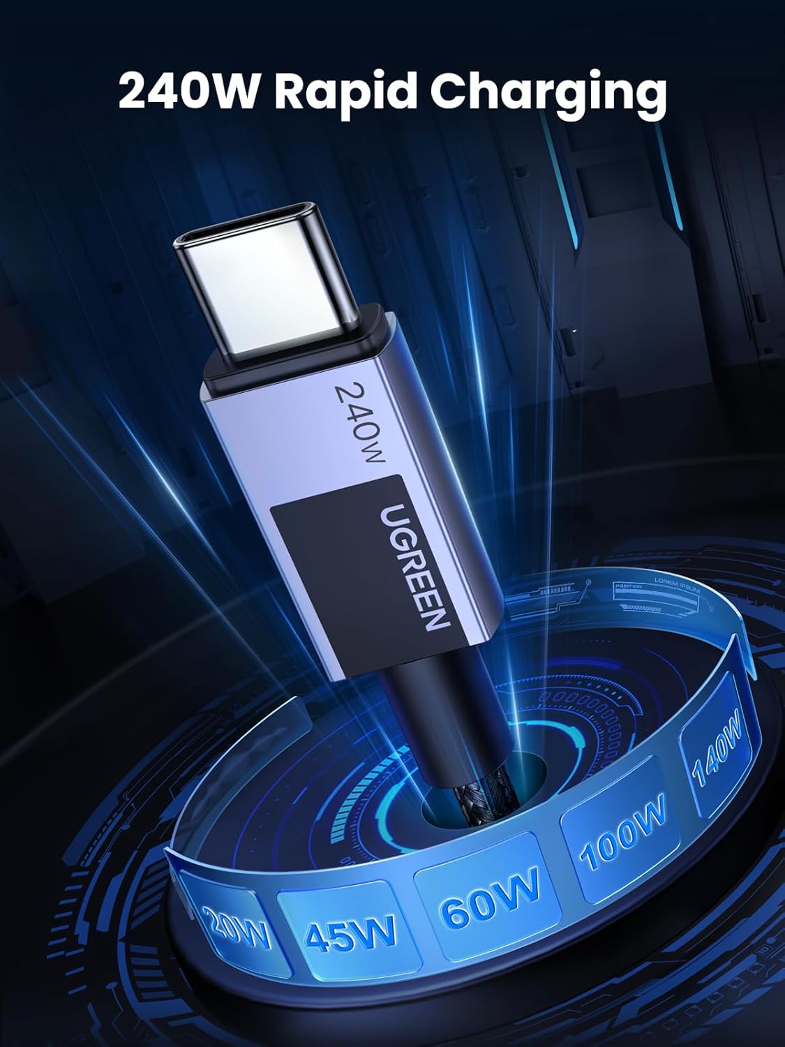 240W 17/17 Pro/17 Max/16, S25/S24, 6, 1.6FT UGREEN USB C to USB C Cable, USB C Cable Fast Charging, USB C Charger Cable