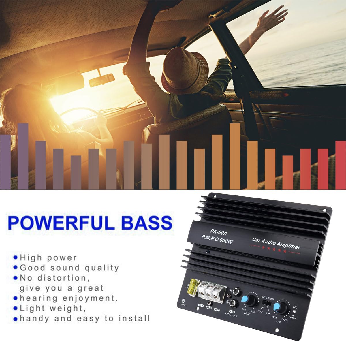 DriSentri 12V 600W Subwoofer Board Bass Module High Power Mono Channel Car Audio Amplifier Board, Powerful Bass Car