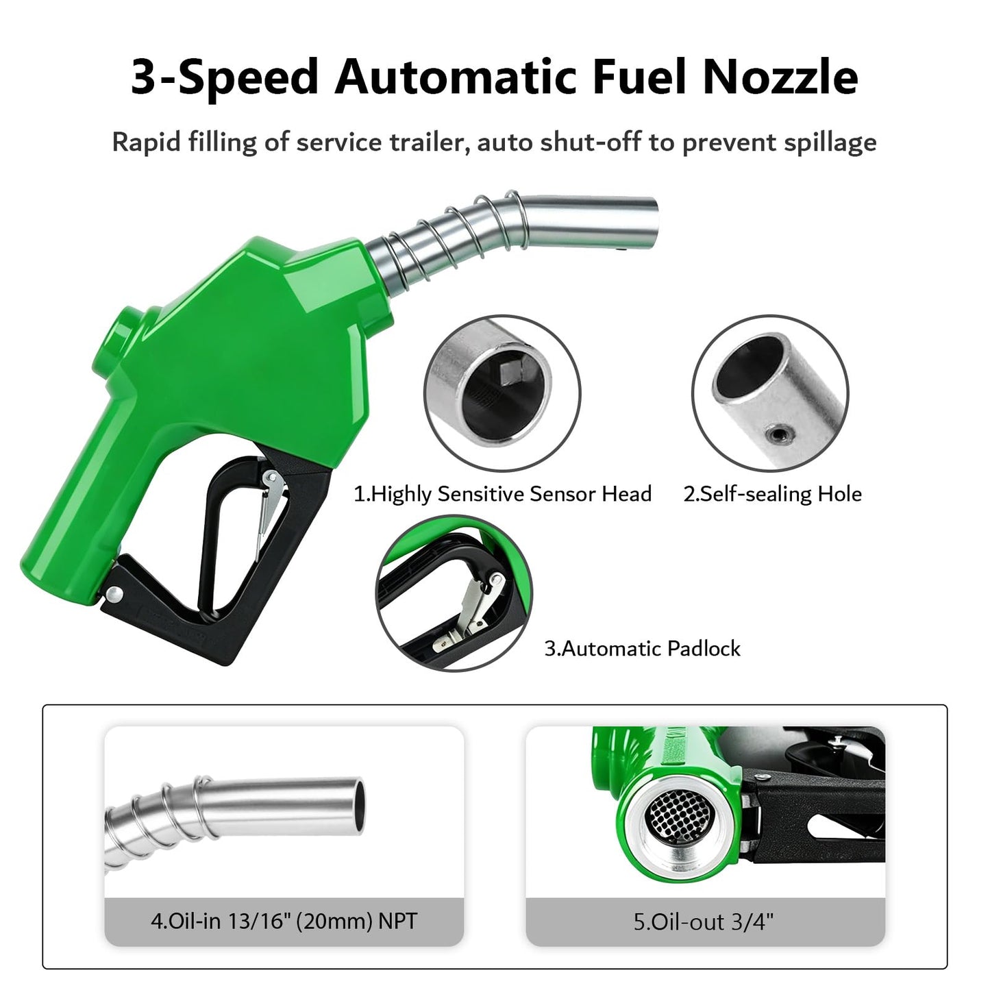 3/4" x 33ft Fuel Hose Reel Black, Extra Thick Steel, 300PSI Diesel Fuel Transfer Hose, 3/4 Inch Retractable Hose Reel with Fuel Nozzle Working with Pump & Tank