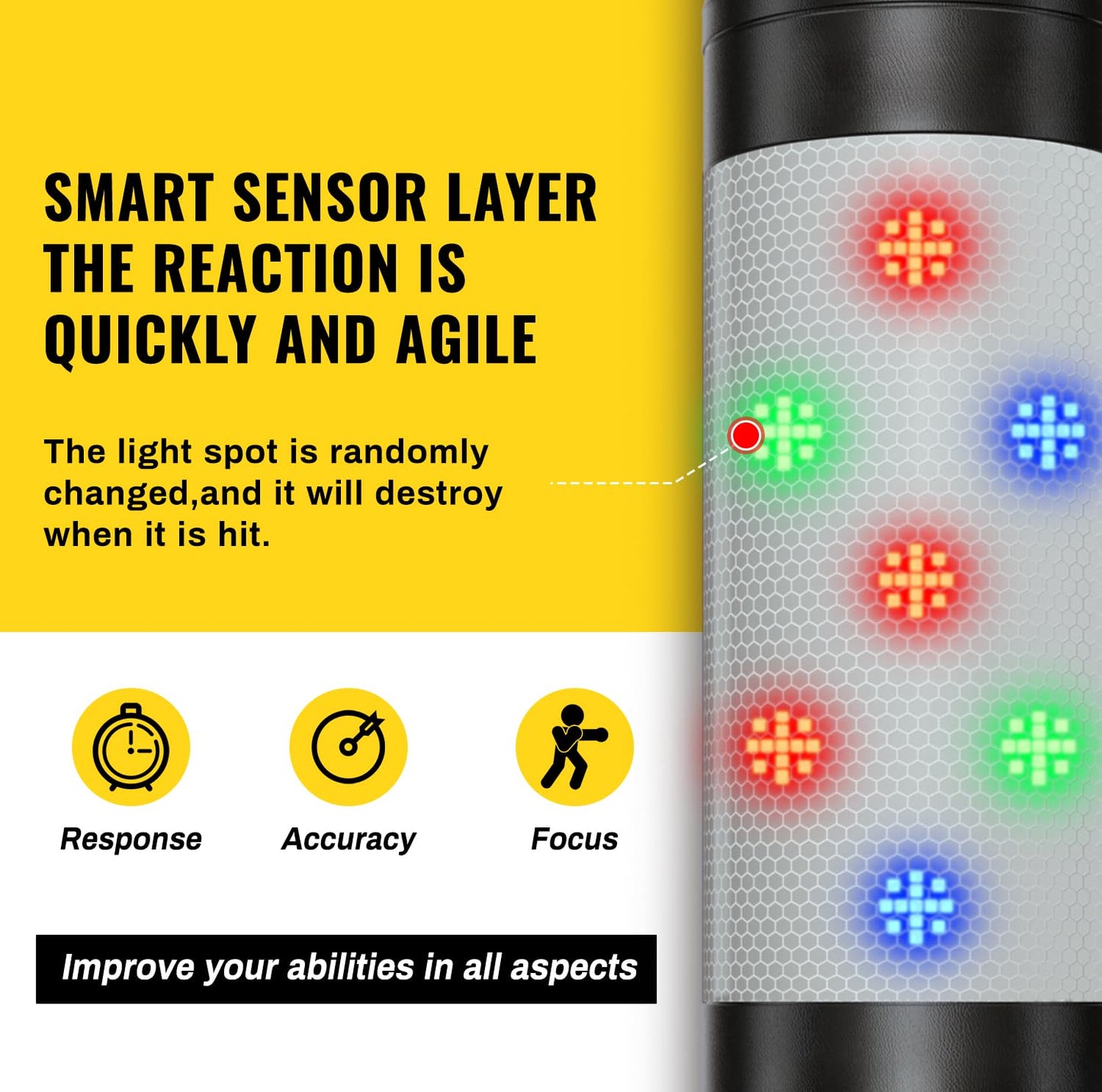 Smart Music Punching Bag 69",4 Training Modes,Can Connect to Bluetooth Smart Music Boxing Bag with 2 Pairs of Boxing Gloves for Home,Office and Gym Workout. (69" Punching Bag with Golves-1)