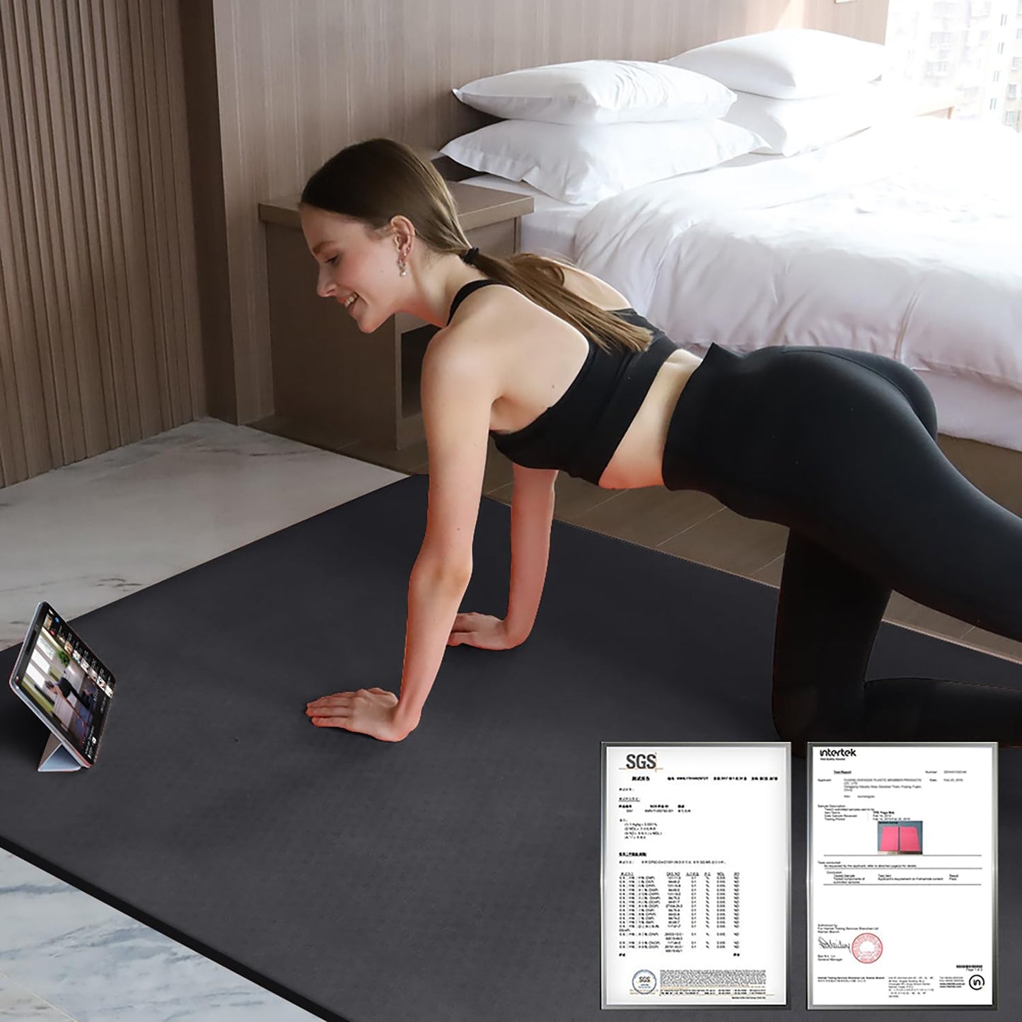 Hatha Yoga Large TPE Yoga Mat 6'x4'x1/2" Extra Thick Non-Slip Exercise Mat - for Yoga Pilates & Home Gym Workouts(Black)