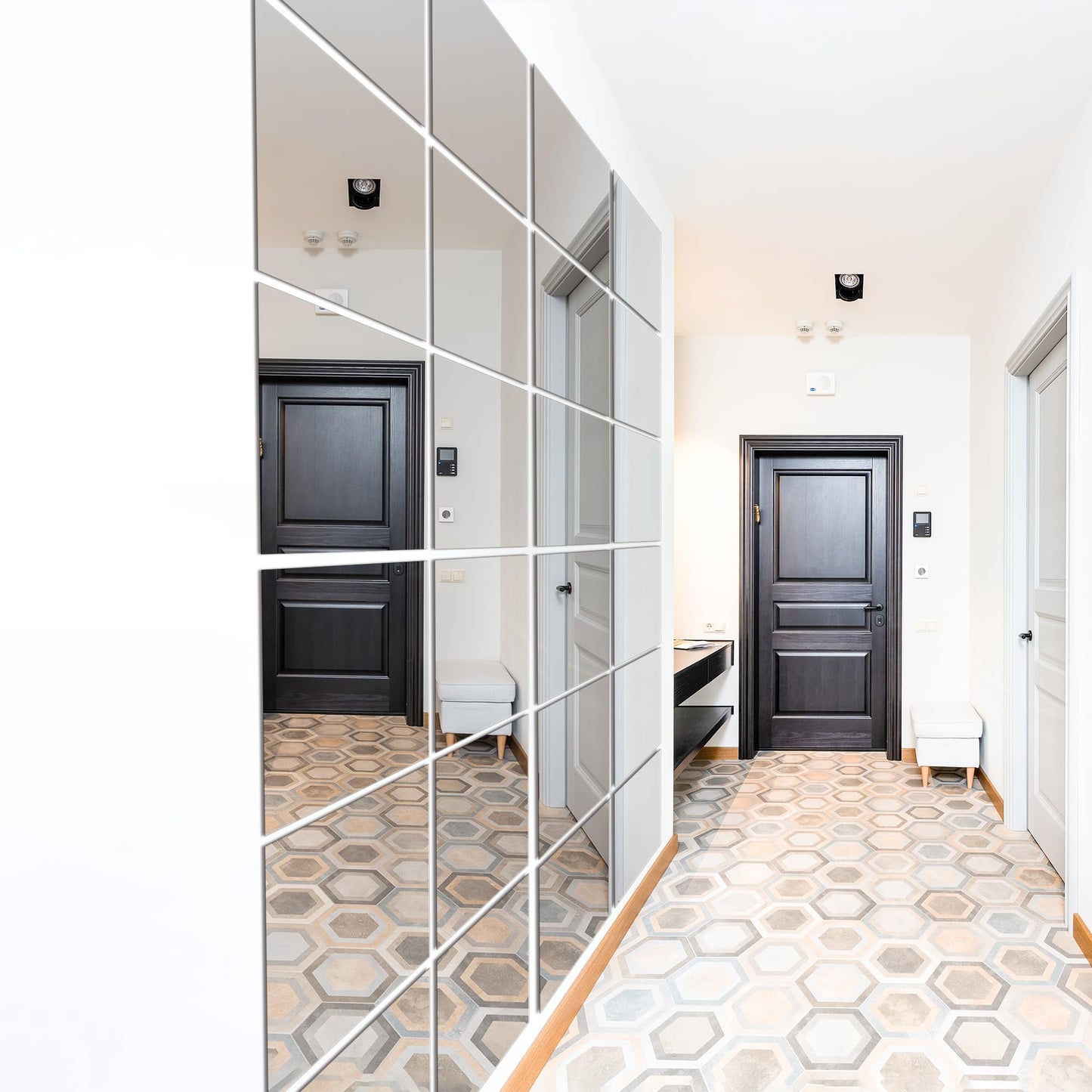TRAHOME Home Gym Mirror Tiles for Wall, 14"x12"x12PCS Full Length Home Gym Workout Mirror for Garage, Bedroom, Living Room, Over The Door