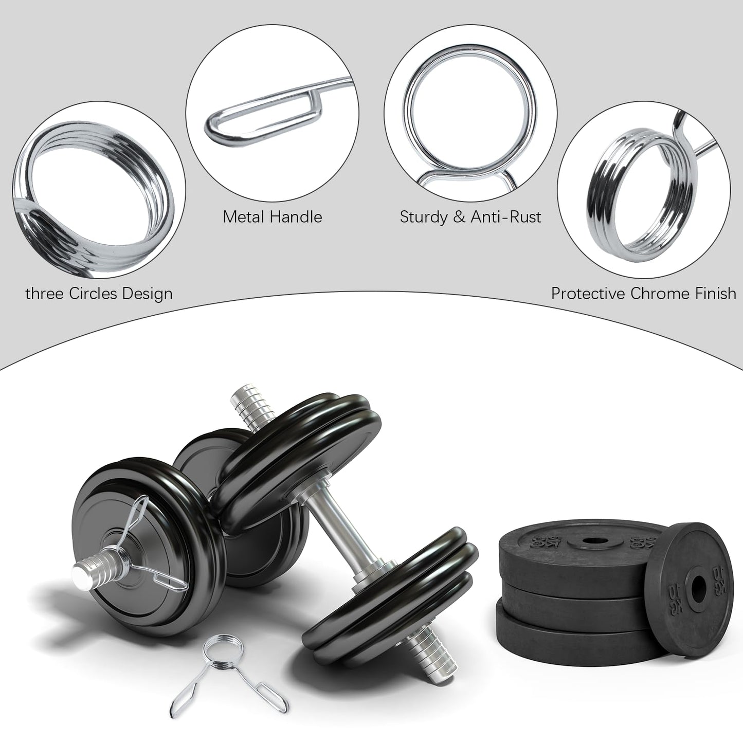 KoMvzyl 4 Pieces 2 Inch Dumbbell Spring Collars Barbell Clamps Locking Collars Clips for Weightlifting Exercise Fitness Training Supplies