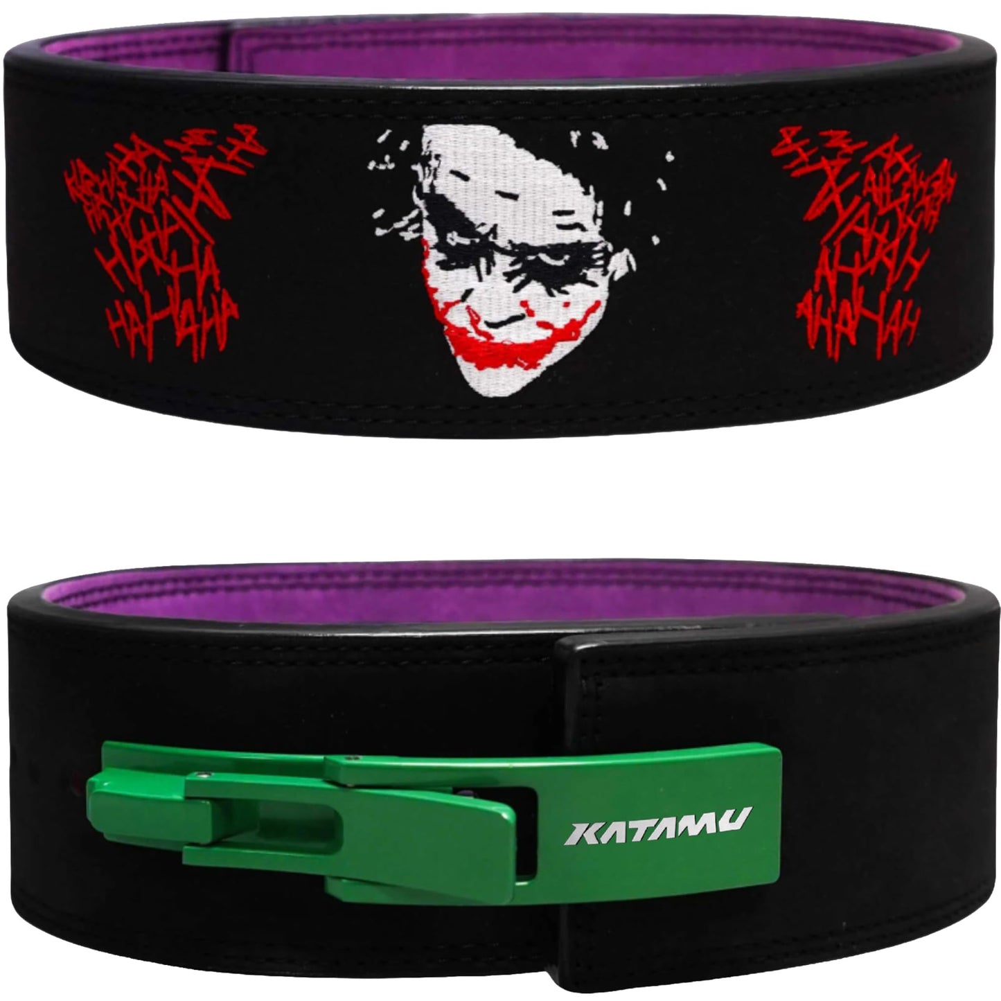 Katamu Why So Serious USPA & IPL Approved Lever Belt — Premium 10mm and 13mm Leather Powerlifting Belt for Men and Women, Steel Lever Buckle, 4 Inch Back Support for Deadlifts