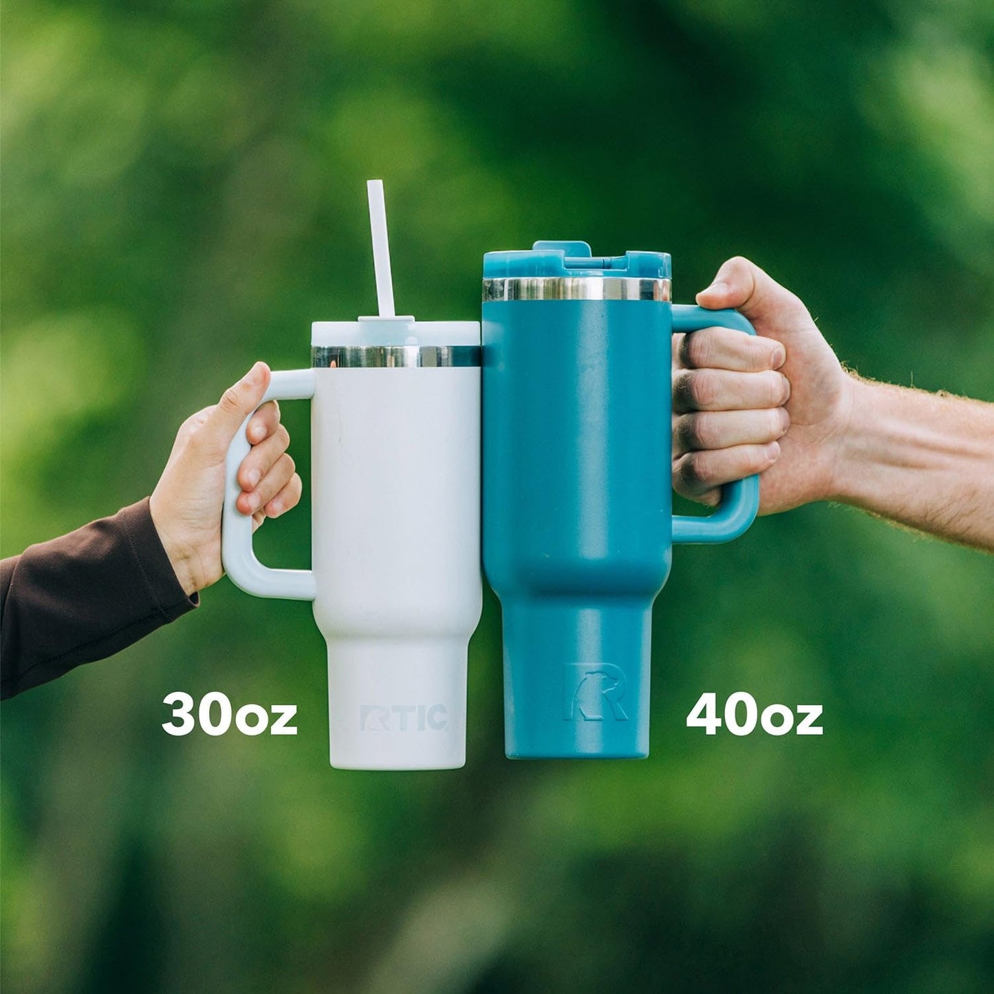 RTIC 30 oz Road Trip Tumbler Double-Walled Ceramic Lined InsulatedStainless Steel Portable Travel Coffee Mug Cup with Lid, Handle and Straw, Beach