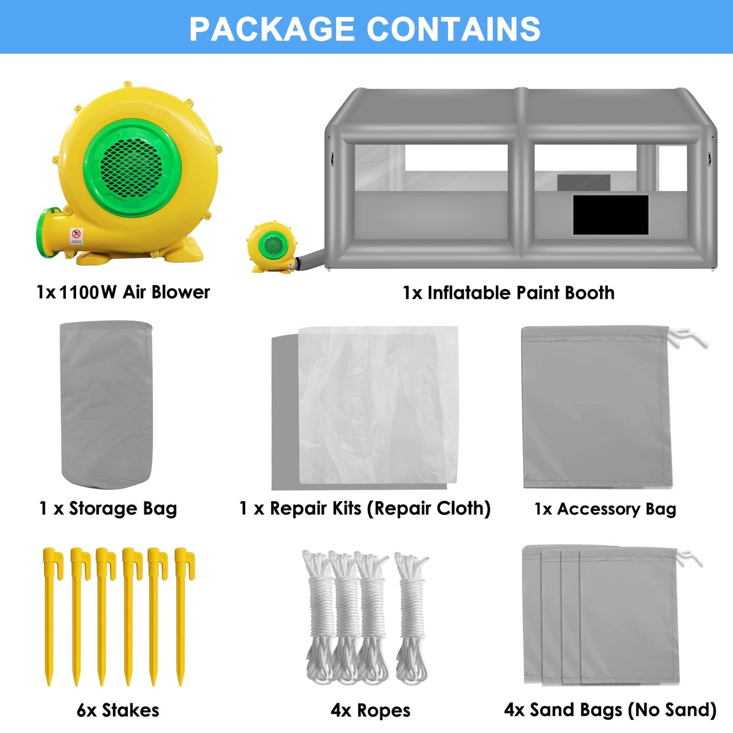 GZKYYLEGS Inflatable Paint Booth, 20X13.5X9.7Ft Spray Paint Booth, High Powerful 1100W Blower Inflatable Spray Booth with Air Filter System for Car Parking Tent Workstation