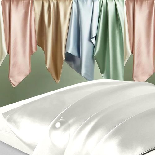Mulberry Silk Pillowcases by Skiennix - King Size, Anti-Acne Cooling, Ivory Satin Covers with Hidden Zipper