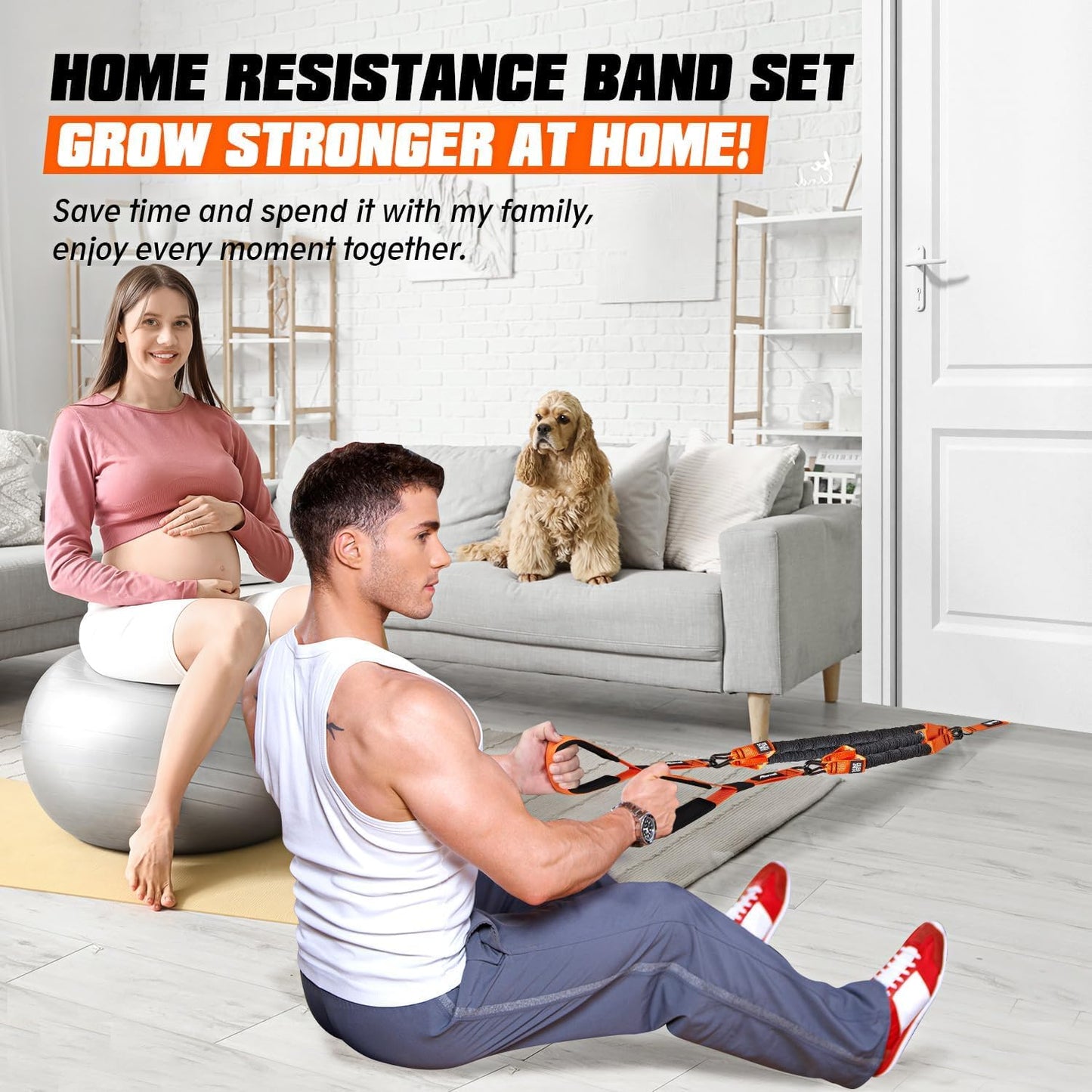 KUTIZE Resistance Bands, Exercise Bands with Handles, Door Anchor, Heavy-Duty Tricep Workout Equipment for Pushdowns, Bicep Curls, Face Pulls, Home Gym Equipment Training for Back, Abs, Triceps