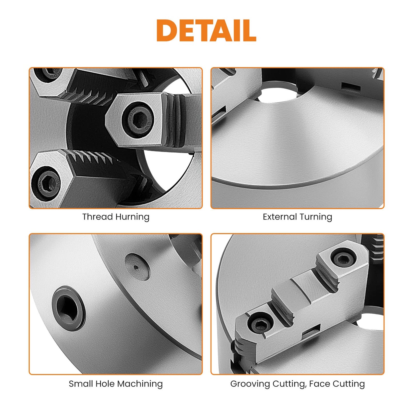 maXpeedingrods 8" 3-Jaw Lathe Chuck K11-200A, Self-Centering Hardened Steel Chuck High Precision with T-Key Mounting Bolts, 180mm Bolt Circle 65mm Center Hole for Metal Lathe Milling Drilling Machine