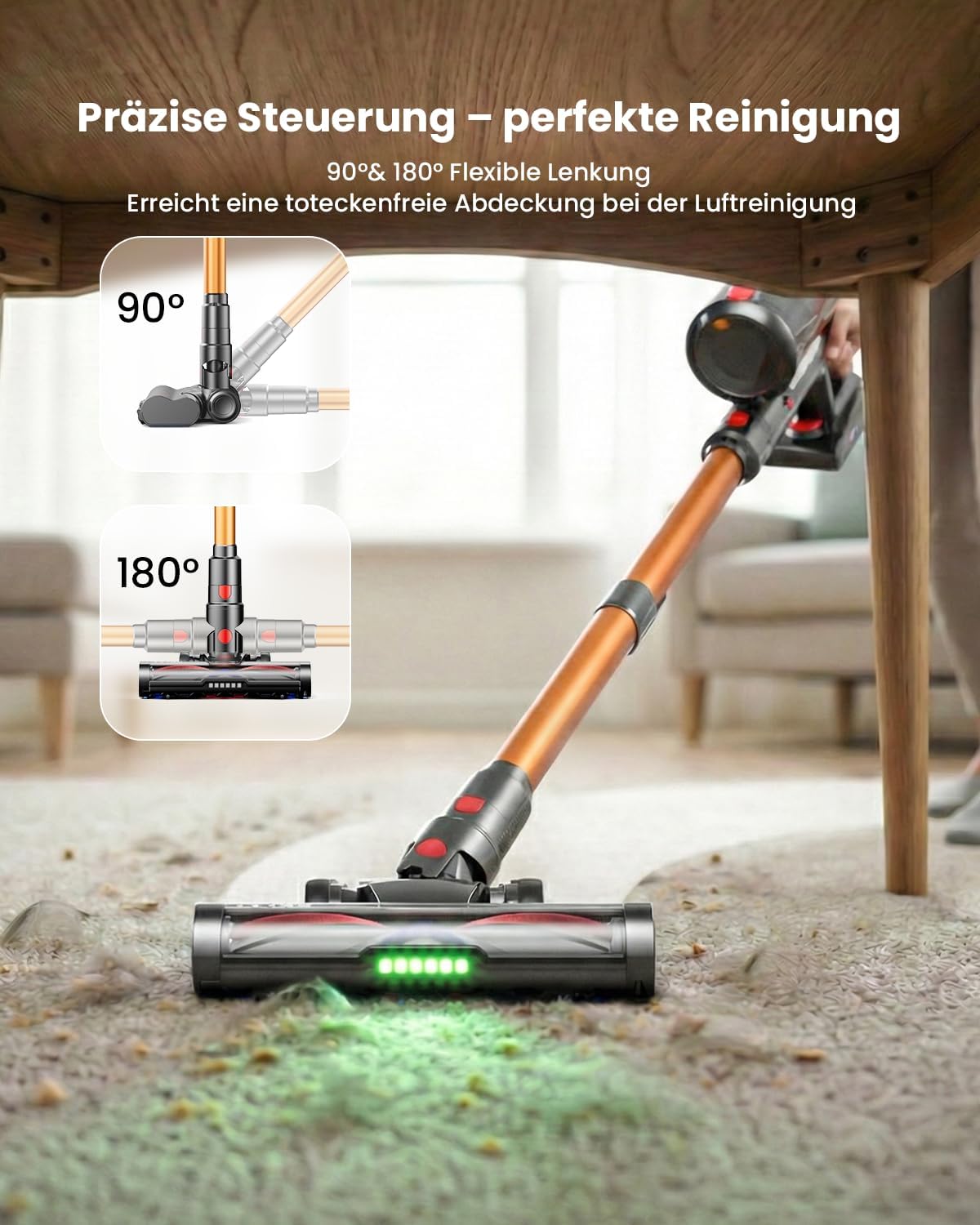 Skiennix Cordless Vacuum Cleaner - 600W Power, 70-Min Runtime, LED Display, 1.4L Dust Cup | Ideal for Pet Hair & Hardwood Floors
