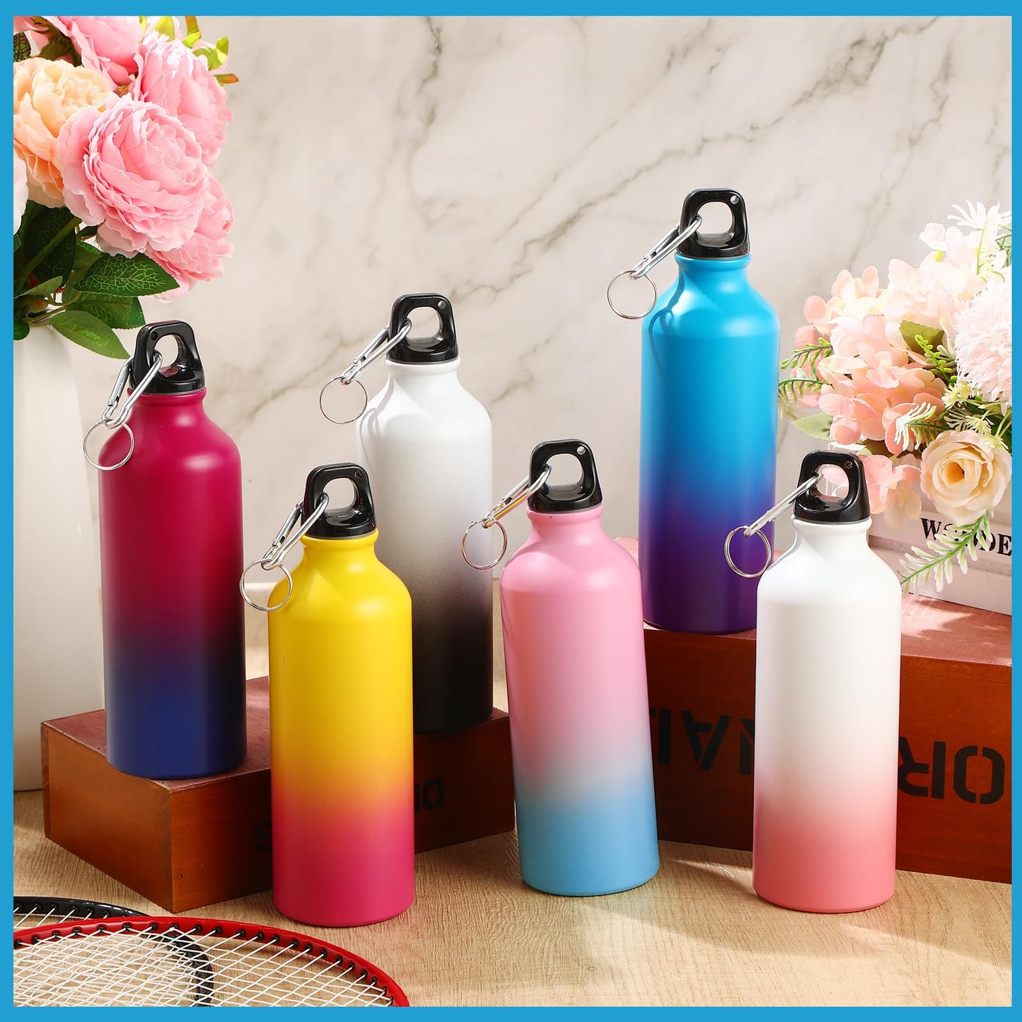 Potchen 18 Pcs Water Bottles Multipack Aluminum Bulk Graduation End of Year Nurse Teacher Gifts Metal Reusable Lightweight Sport School Leak Proof Twist Cap Gym Hiking Travel(Gradient Color,17 oz)