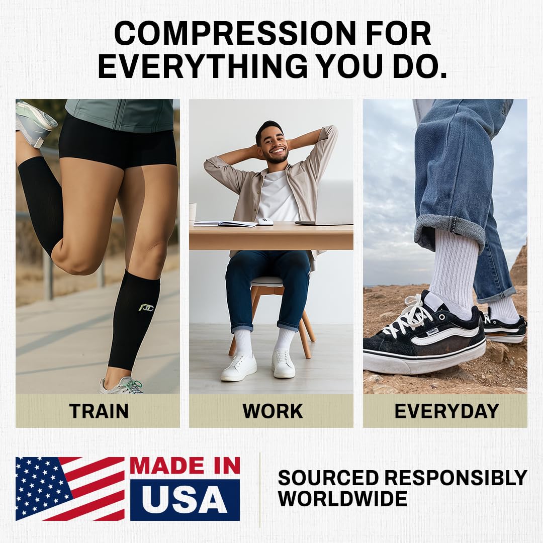 Pro Compression Calf Compression Sleeves for Men & Women - Shin Sleeves for Shin Splint Relief, Travel, and Running Support - White, Large/X-Large
