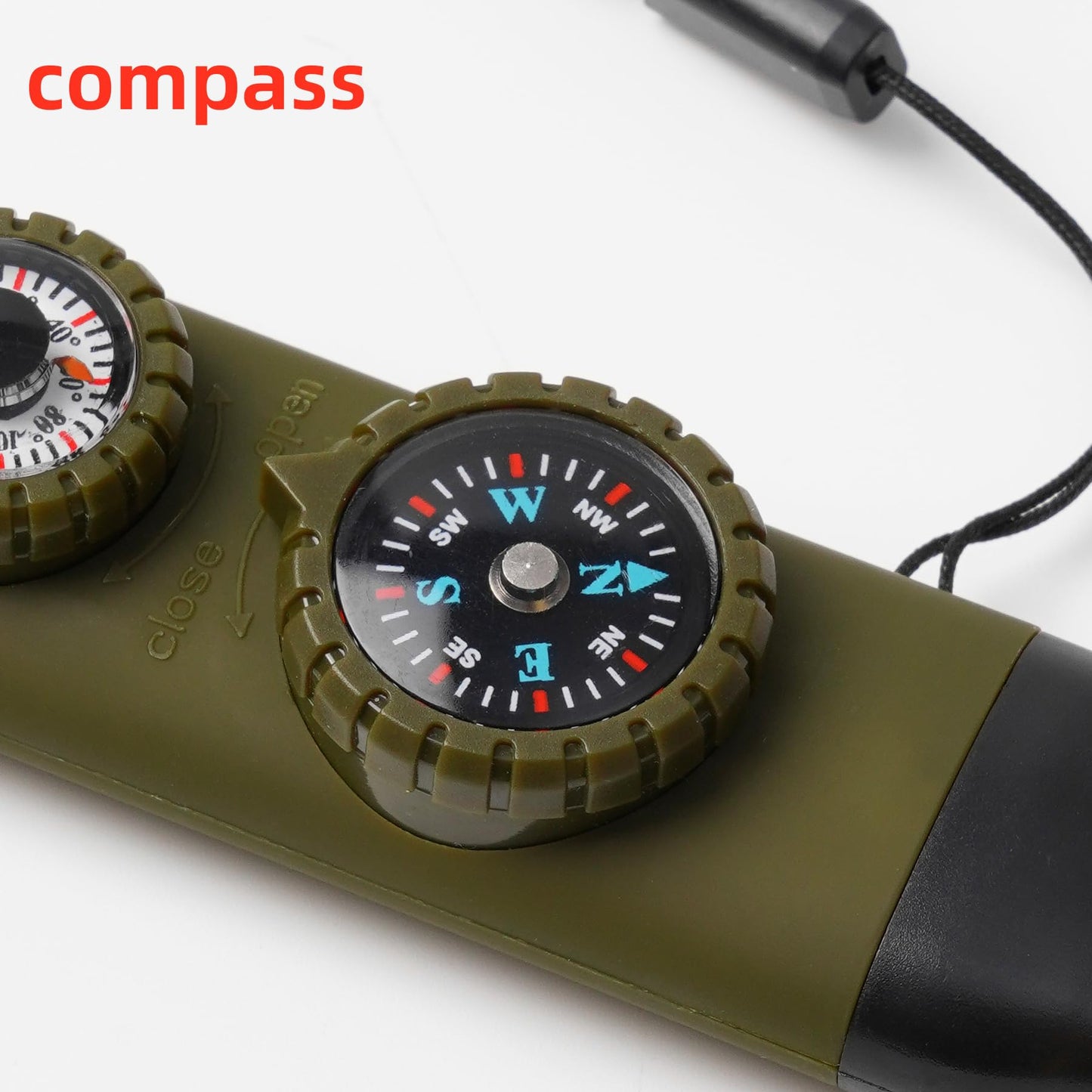 Viriber Emergency Survival Safety Whistle，Whistle for Kids with Lanyard,Compass,Thermometer,Ideal for Kayaking, Boating, Hiking, Camping, Climbing(Green)