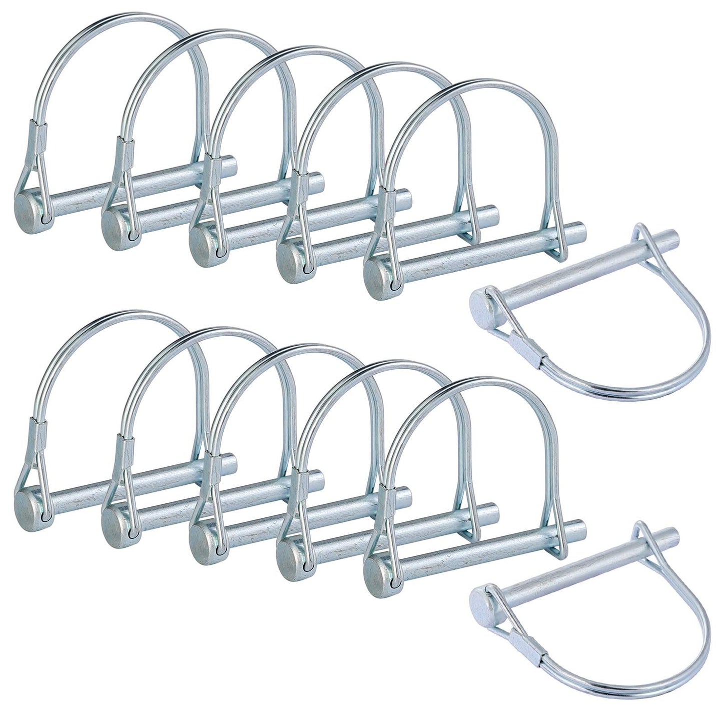 SuperMMarK 12-Count 1/4 Inch Heavy Duty Zinc-Plated Carbon Steel Spring Locking Pins for Farm Trailers Lawn Garden