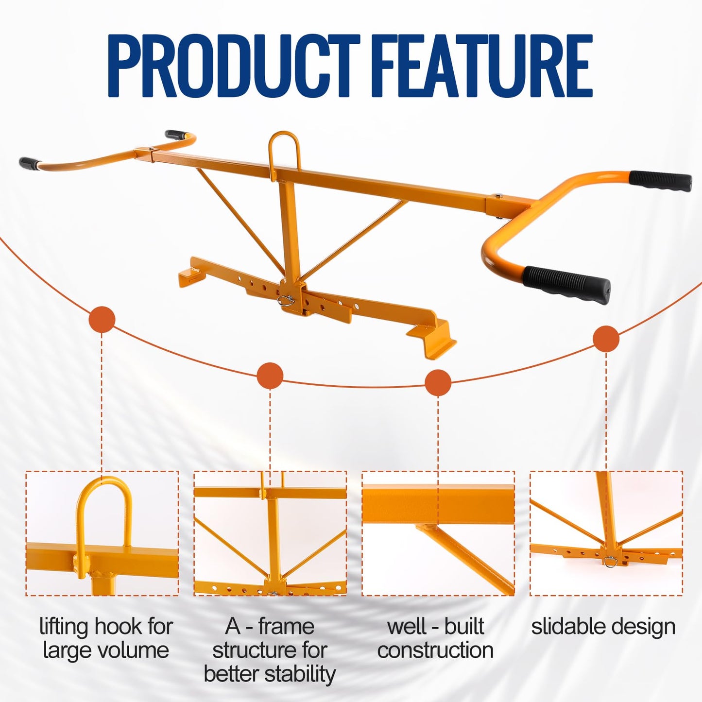 Paver Slabs Lifter & Extractor Tool - Heavy-Duty Block Mover for 20-40 Inch Slabs, 330 lbs Capacity, Industrial Grade Material Handling & Lifting Equipment