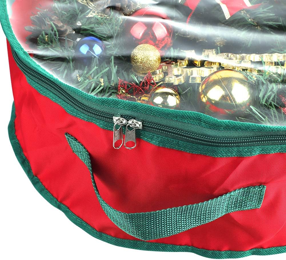 TITA-DONG Christmas Wreath Storage Bag - 2 Pcs 16-Inch Portable Organizer with Dual Zipper & Transparent Window