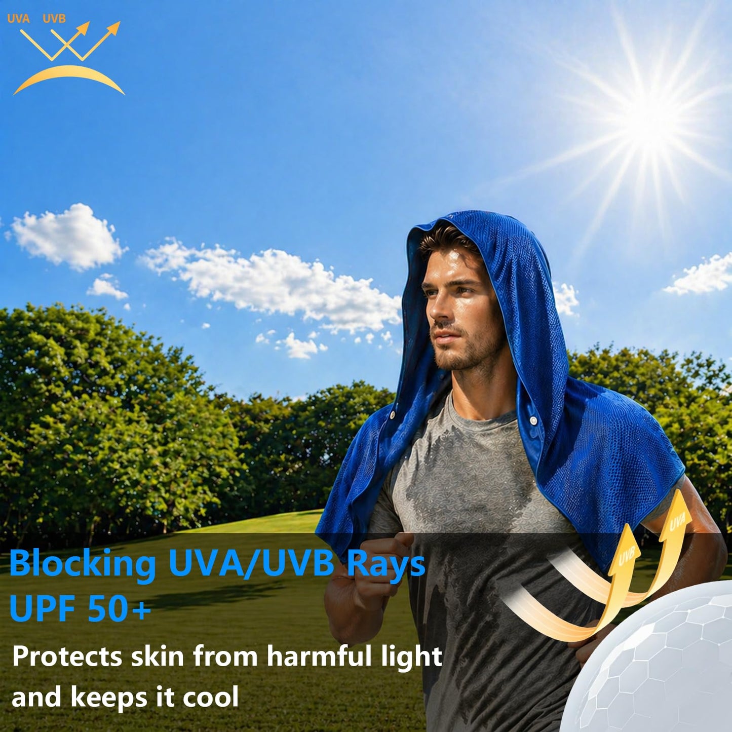 Jaende 3Pack Cooling Hoodie Towel, UPF 50+ Sun Protection Ice Towel, Instant Cooling Towels for Neck and Face, Perfect for Sports, Gym, Workout, Yoga, Running & Hot Weather