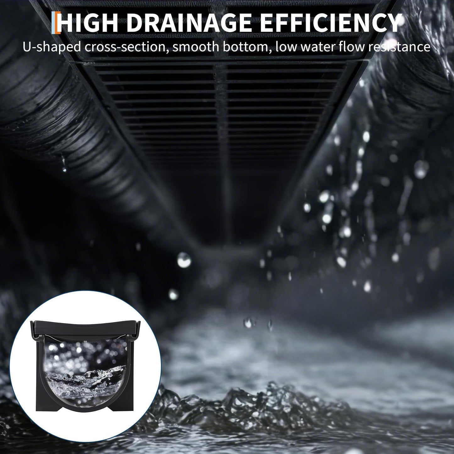 5 Pack 39.4" Trench Drain System,5.9x5.1 Inch HDPE Channel Drain with Plastic Grates & End Caps, for Garage, Garden, Patio & Driveway Drainage (Black)