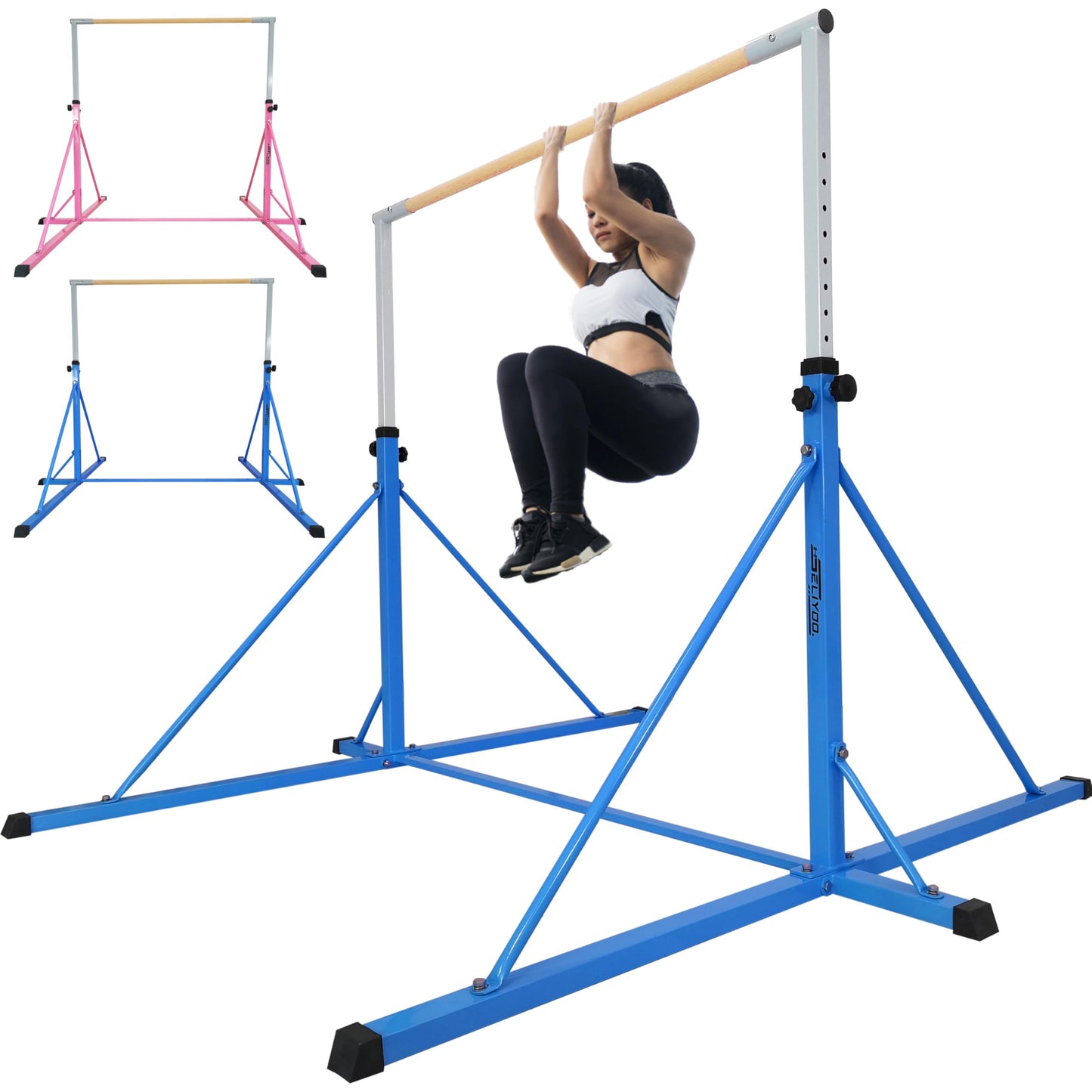 Seliyoo Gymnastics Bar,Gymnastic Bar For Kids,6FT Tall, 7.2 FT Base Length,Height Adjustable 49.2" to 68.9", Big Triangle Support,Senior Gym Equipment Girls Home,Gym Center,Weight Limit 550 LBS