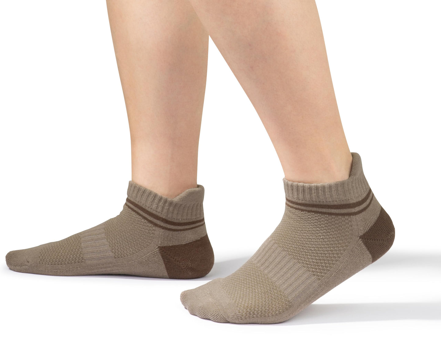 BomKinta Womens Athletic Socks Cushioned Running Socks Cotton Ankle Sock Gifts for Women Beige Khaki Brown 6 Pairs Size 9-11