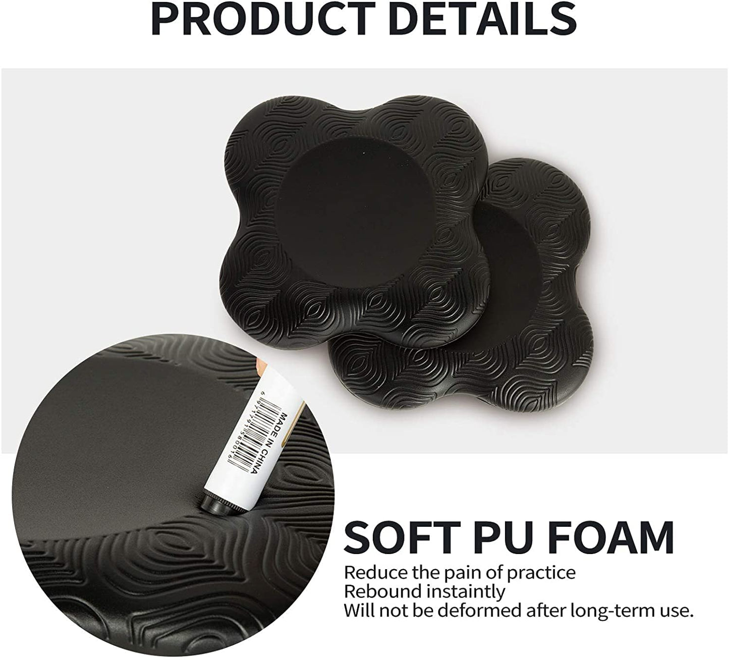 Zealtop Yoga Knee Pads Cushion Extra Thick for Knees Elbows Wrist Hands Head Foam Yoga pilates work out kneeling pad (black 2packs)