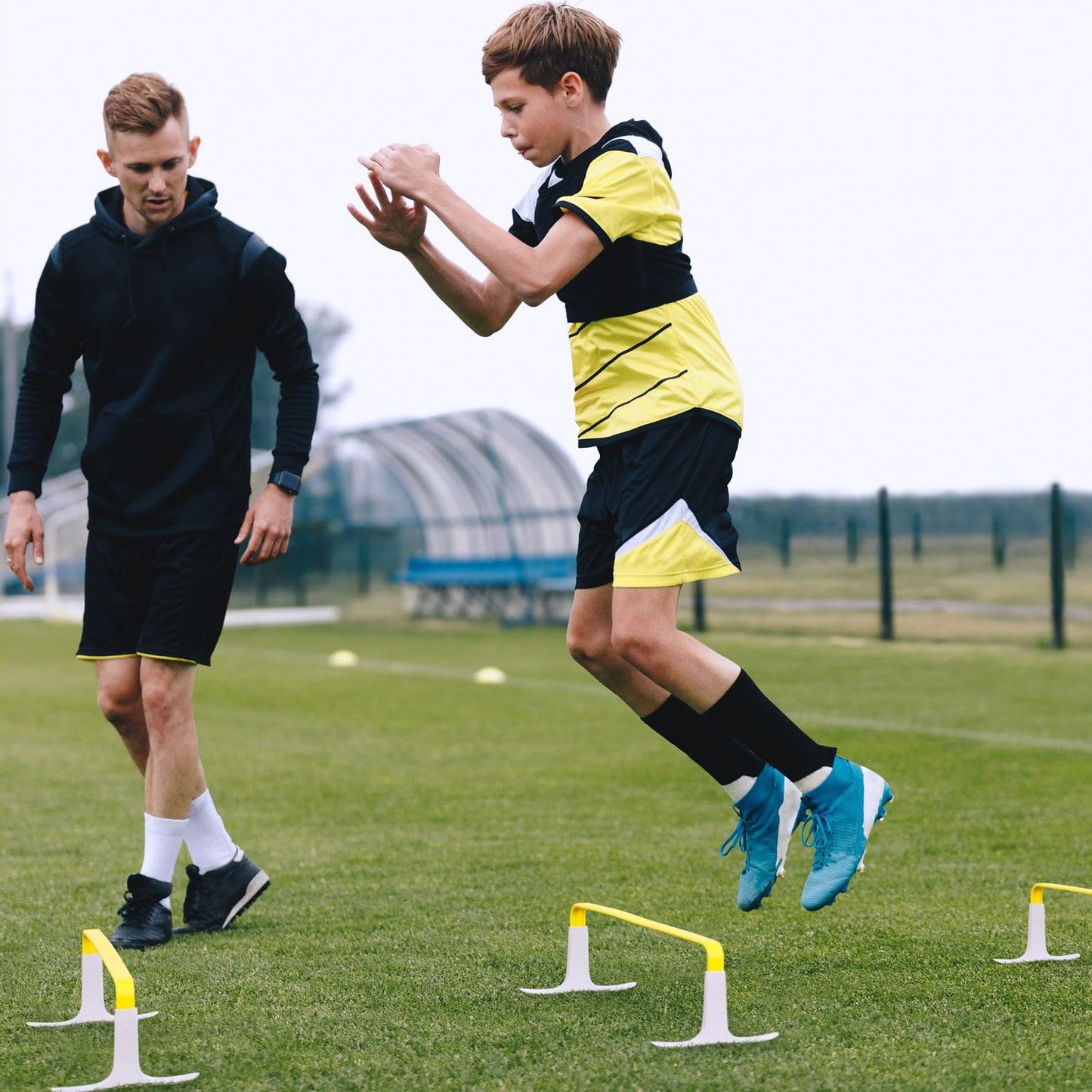 Meister ZoomFlex Agility Hurdles w/Carry Bag - Flex-Safe Modular Speed Training - 6" Electric Yellow - 6 Pack