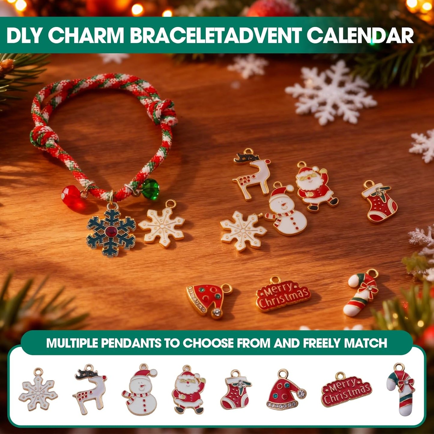 Skiennix Christmas Advent Calendar Bracelets - 24 Days of Fun Countdown | 14 Collectible & 10 DIY Jewelry Kits for Teens & Kids