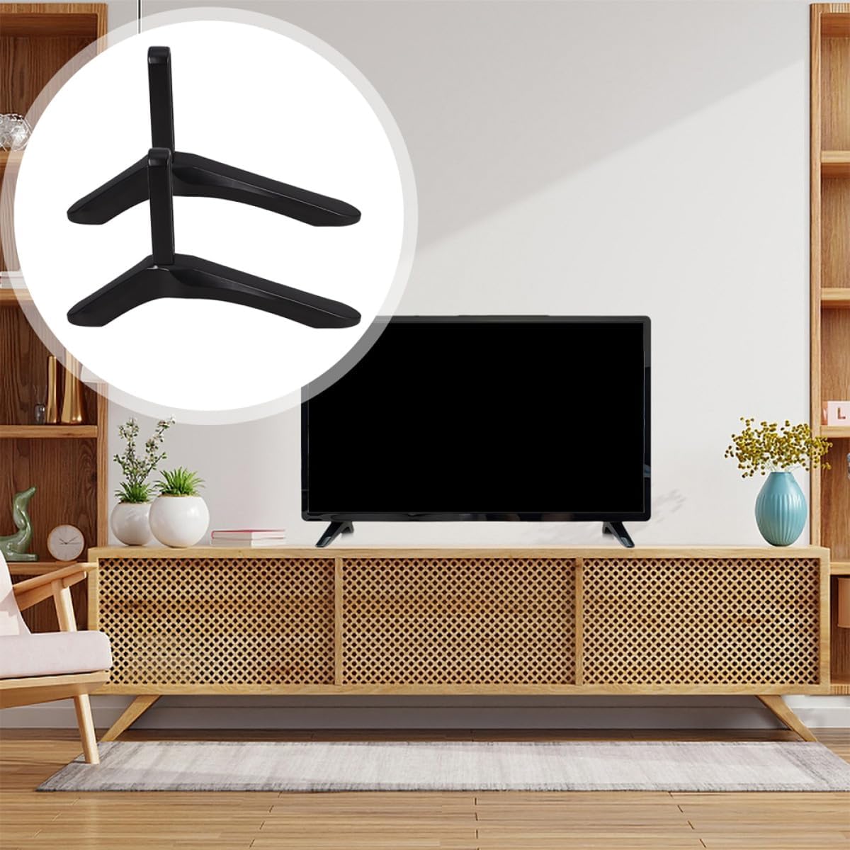 BESPORTBLE TV Stand Tabletop Replacement Legs Aluminum Alloy No-Drill Heavy Duty TV Base Support for Small to Medium