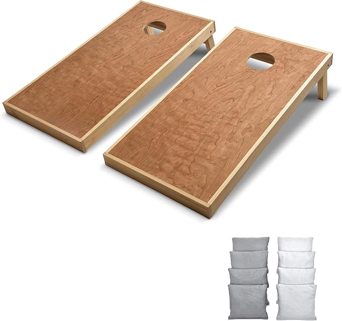 GoSports 4’ x 2’ Commercial Grade Cornhole Boards Set - Natural Wood Cornhole Boards, Choose from Different Bean Bag Color Combinations