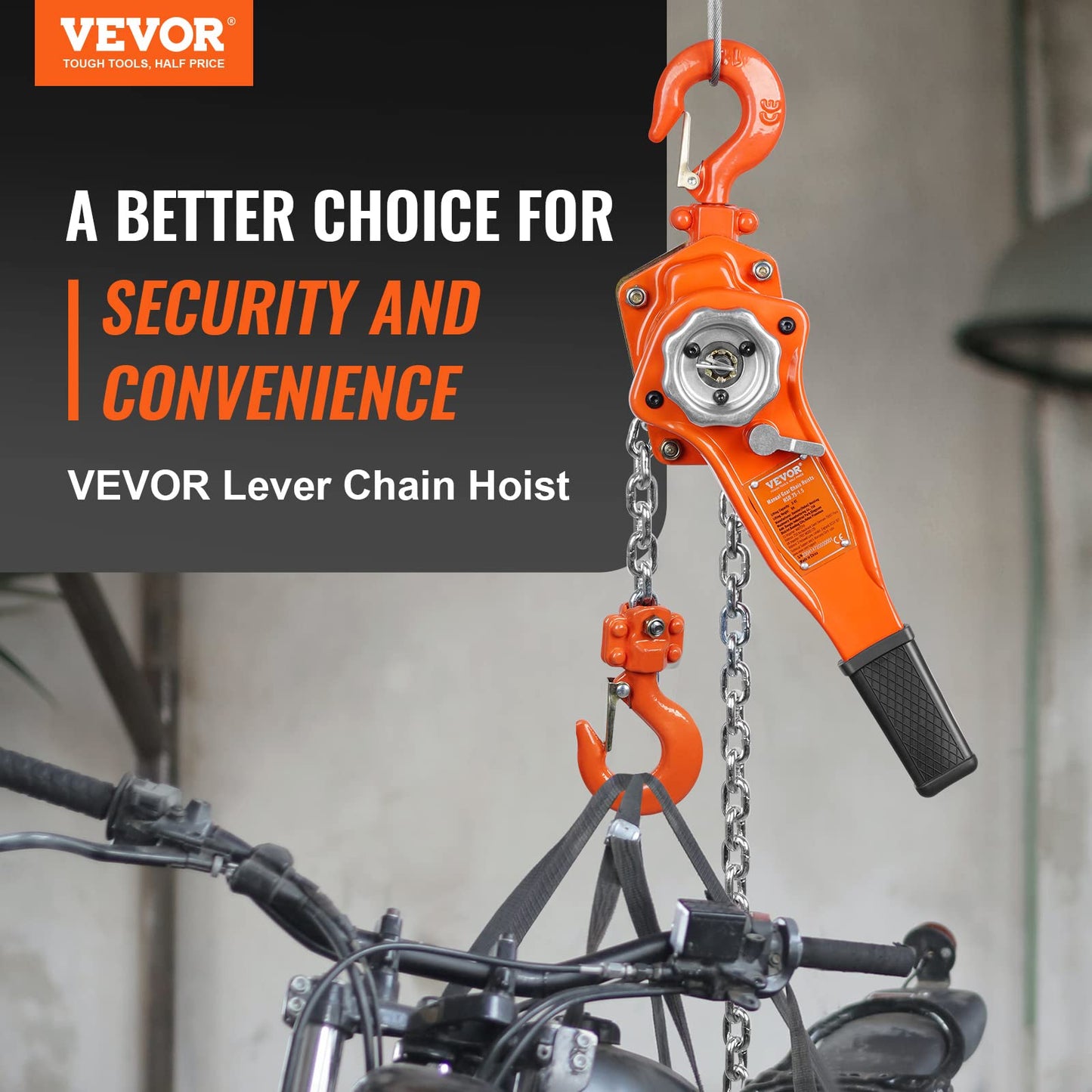 VEVOR Manual Lever Chain Hoist Bundle, Includes 3 Ton 6600 lbs 20 FT and 3/4 Ton 1650 lbs 10 FT Come Alongs, G80 Galvanized Carbon Steel with Weston Double-Pawl Brake