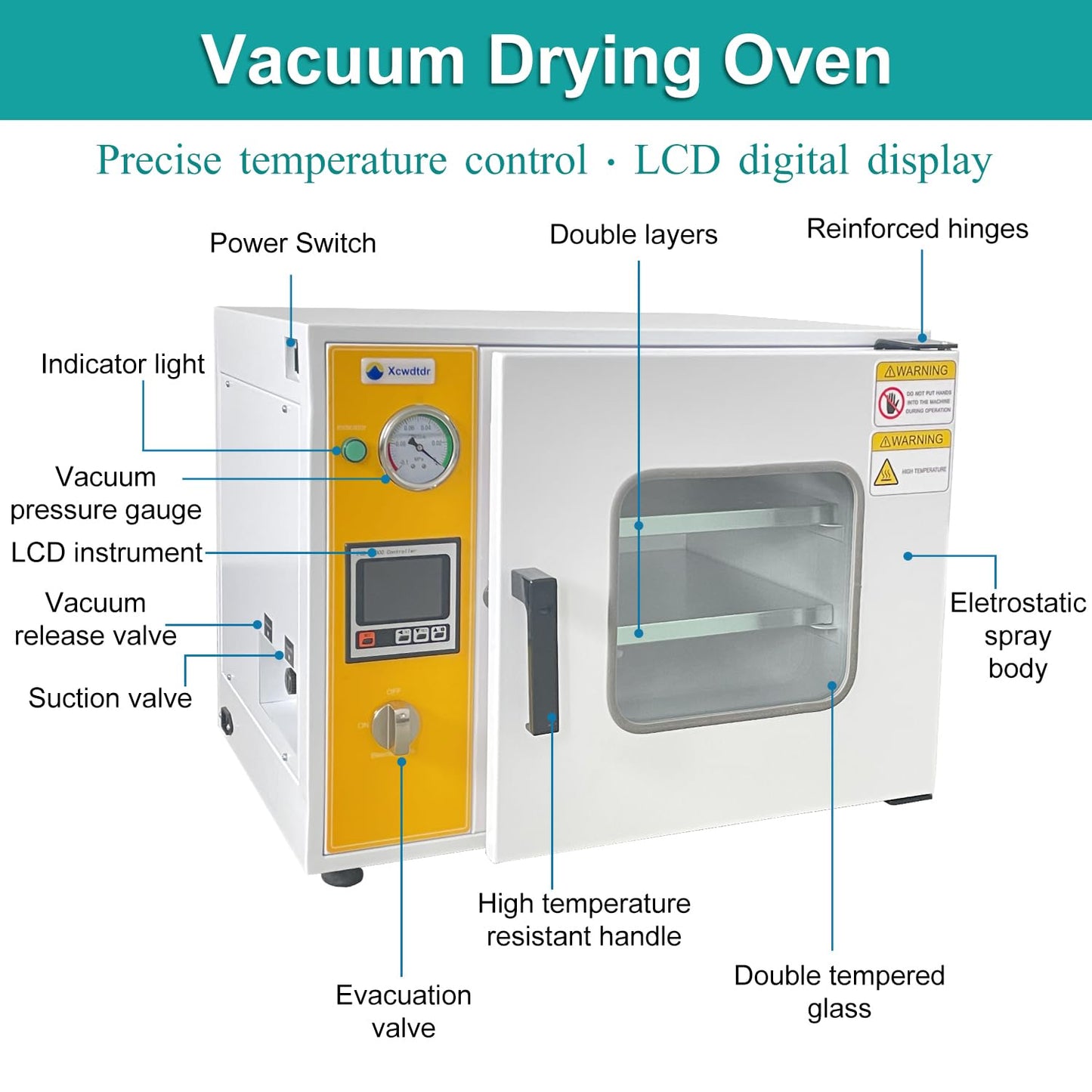 Xcwdtdr 0.9Cubic Feet Vacuum Drying Oven- 12x12x11 Inch Chamber, Temperature Control, RT+10℃-250℃，Vacuum Oven Large Capacity Vacuum Drying Oven for Laboratory And Industrial