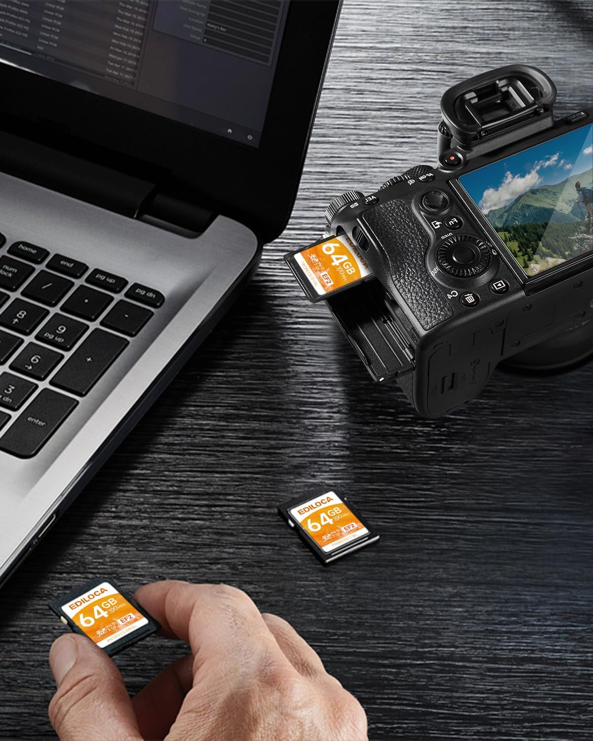 Ediloca 64GB 3 Pack 90/20MB/s, C10, U1, V10, 4K 64GB, EF2-3PCS UHS-I SD Card UHS-I Memory Card Fast Storage, Read/Write