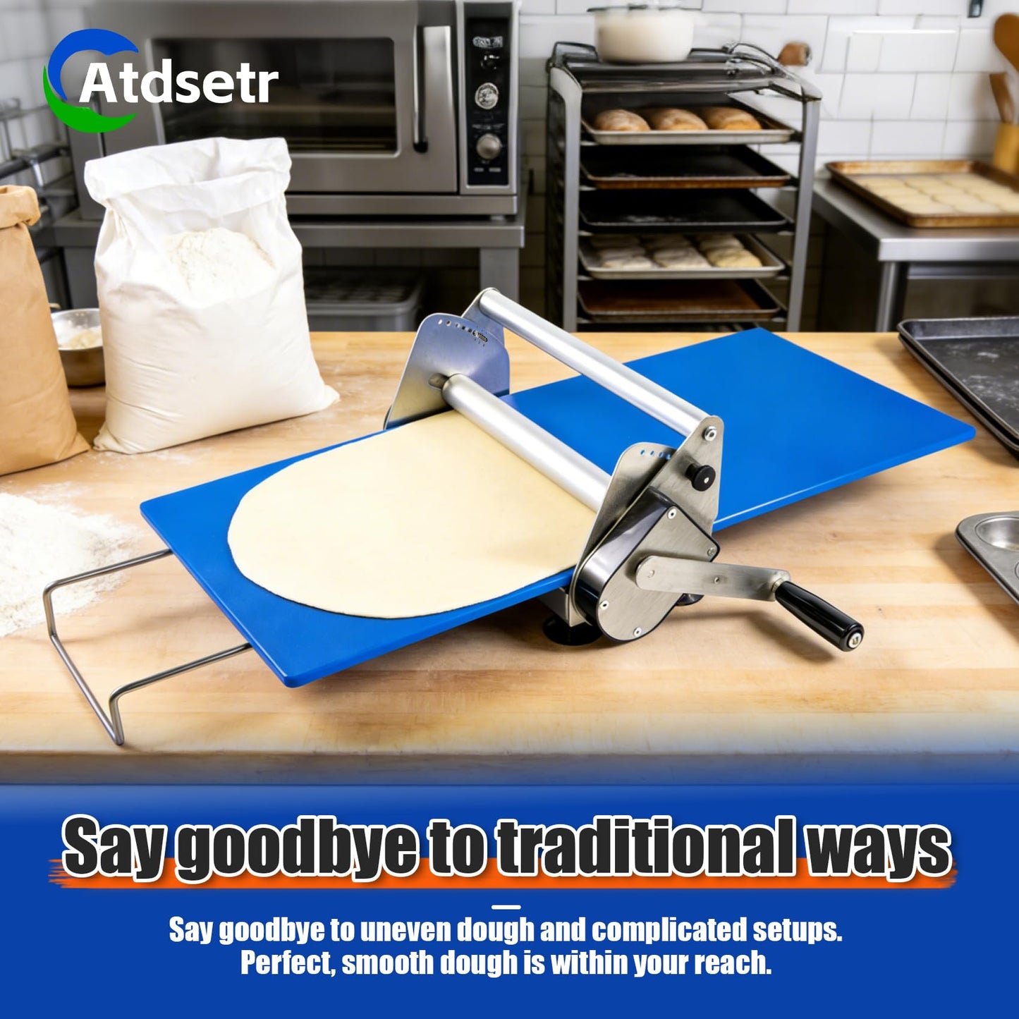 Folding Dough Rolling Machine，Manual Dough Sheeter ，Compact Dough Sheeter Machine For Bakery Pizza，Dough Machine With Adjustable Thickness, Stainless Steel（2 Rolling Boards）