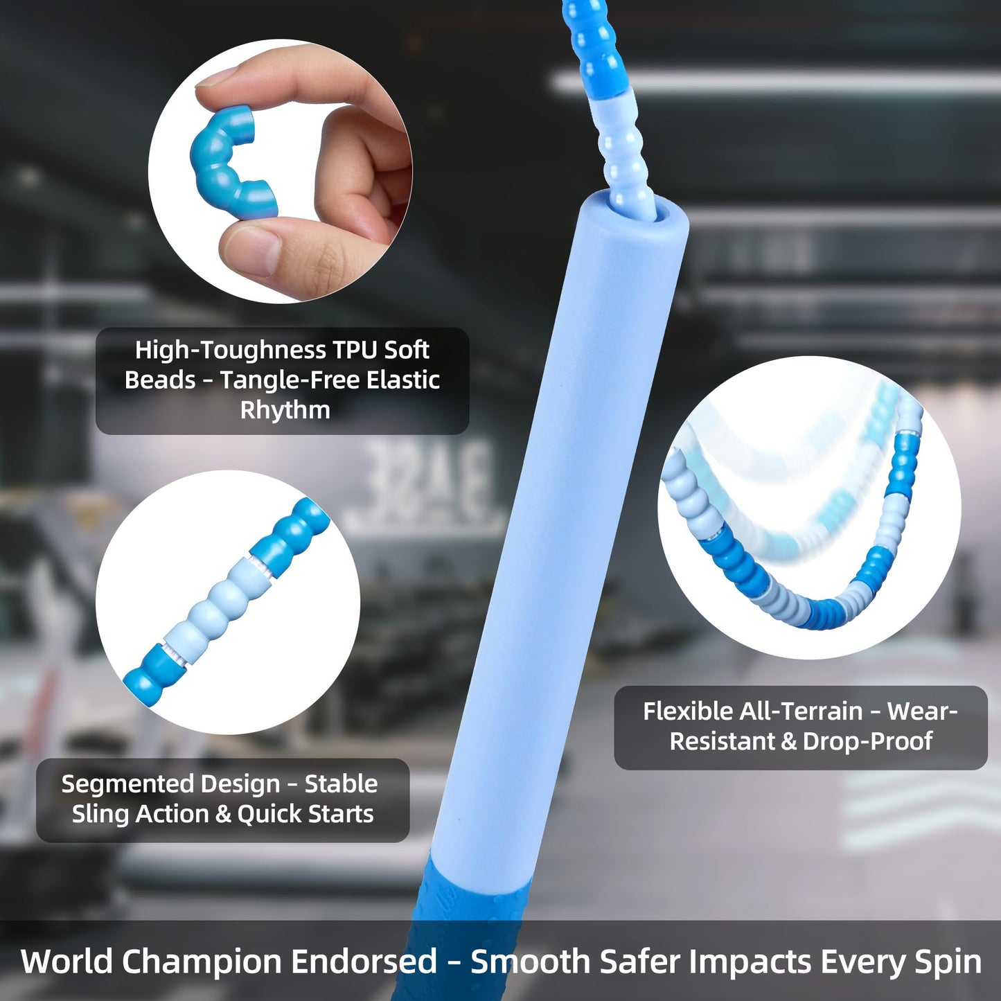 YUEDONG Colorful Magic Jump Rope, TPU Segmented Skipping Rope for Beginners, Adjustable Length with Anti-Slip Handle, Lightweight 102g, Durable & Flexible for Fitness Exercise (1, Green, 2.8M)
