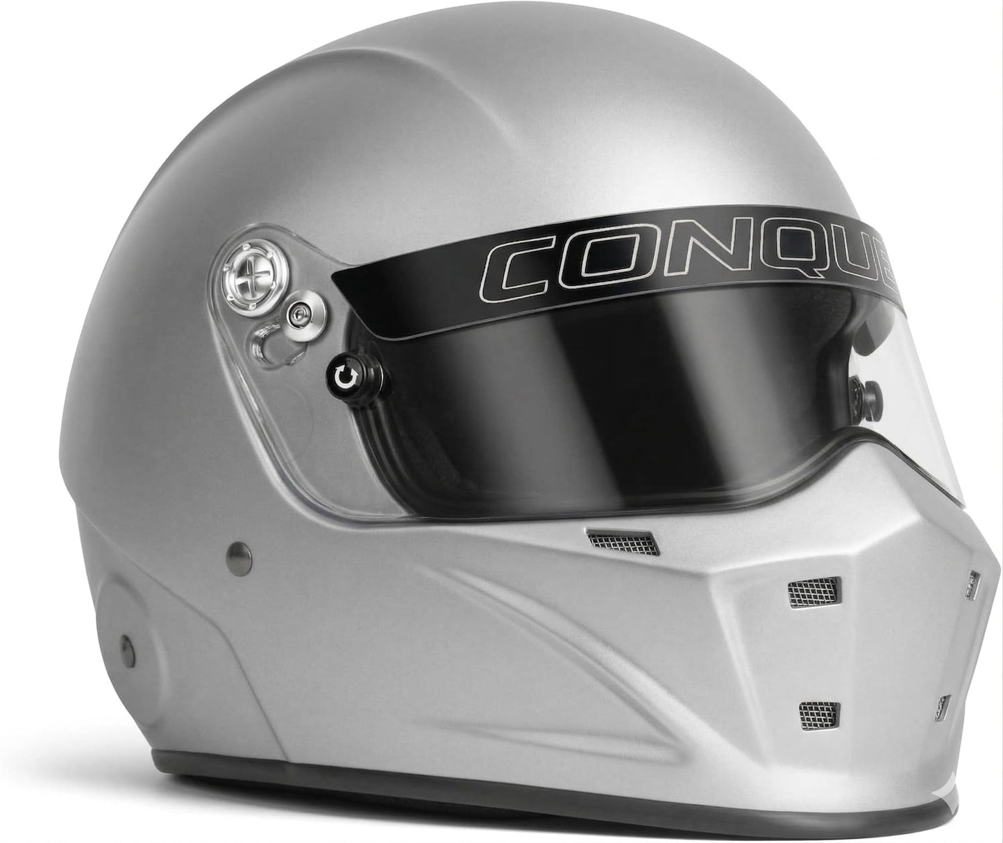 Conquer Snell SA2025 Approved Full Face Auto Racing Race Car Helmet - Adult | Men | Women | - Black / White / Silver (Silver, XL)