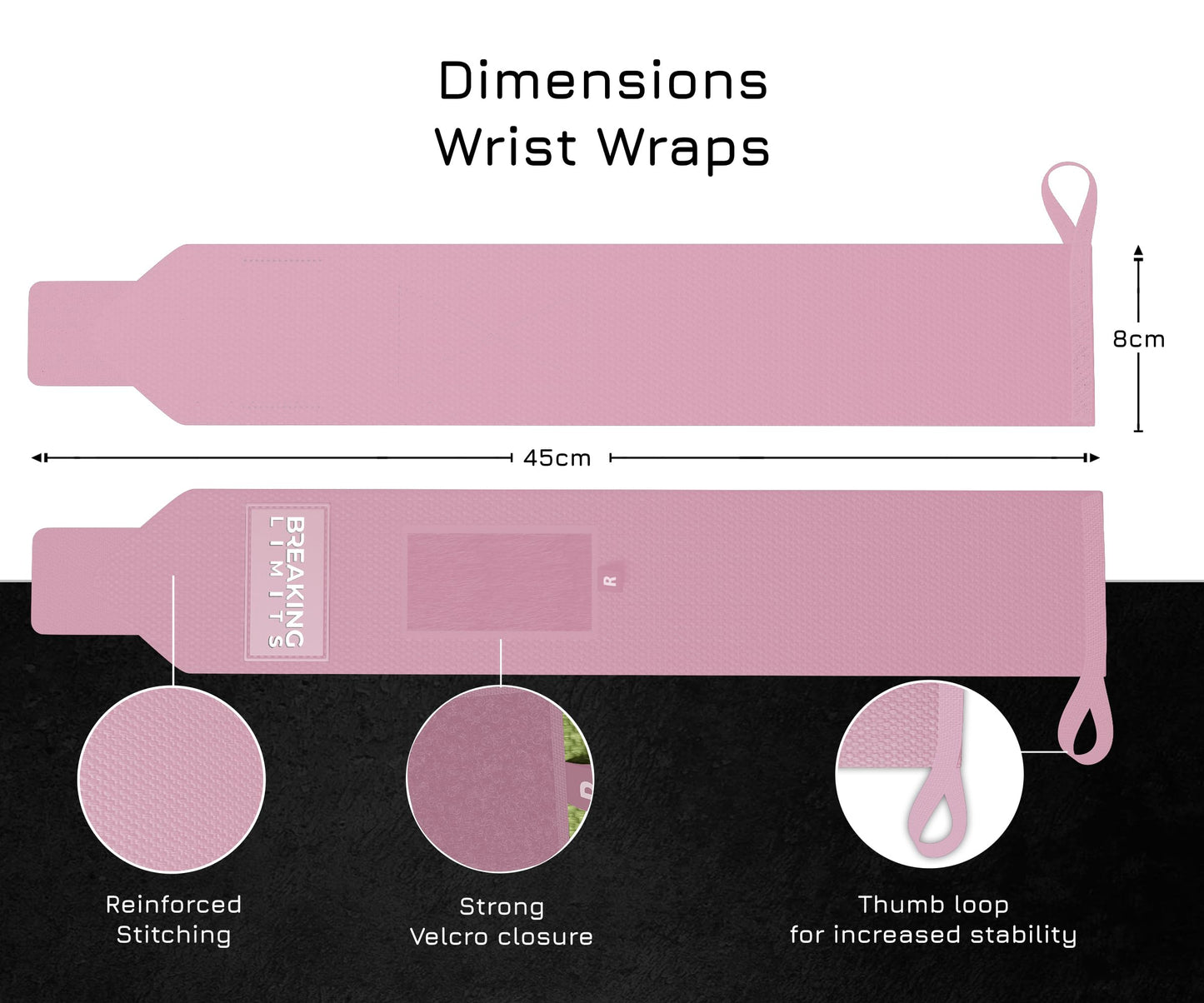 Breaking Limits Gym Straps Weight Lifting Wrist Wraps Bundle – Workout Lifting Straps for Deadlift – Wrist Straps for Weightlifting Men & Women - Muñequeras Para Gym (Pink)