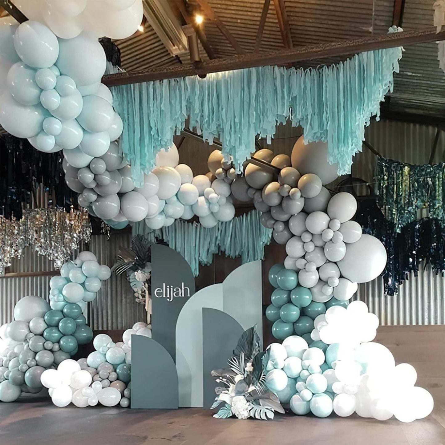 PartyWoo White & Pale Aqua Balloons - 280 Pcs for Stunning Celebrations | Perfect for Events