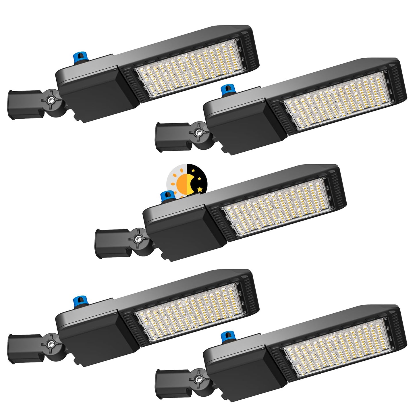 5Pack 240W LED Parking Lot Lighting 60000LM 5000K Pole Lights Outdoor with Smart Dusk to Dawn IP65 Outdoor LED Parking Lot Lights Pole Mount for 30~50Ft Yard,Driveway,Stadium,Roadway-7Yrs Warranty